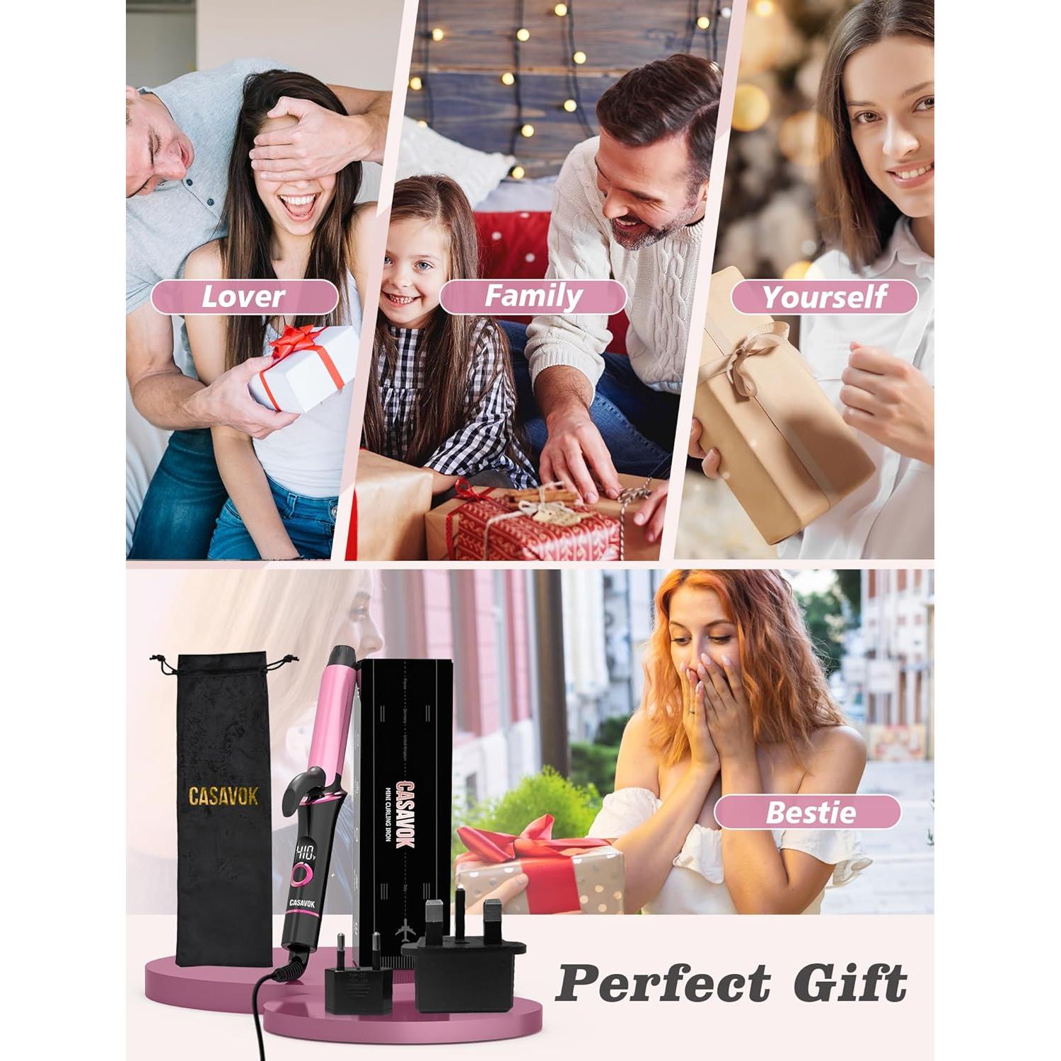 Mini Plancha de Rizar Yuqilin Rosa 25x4.5cm Doble Voltaje