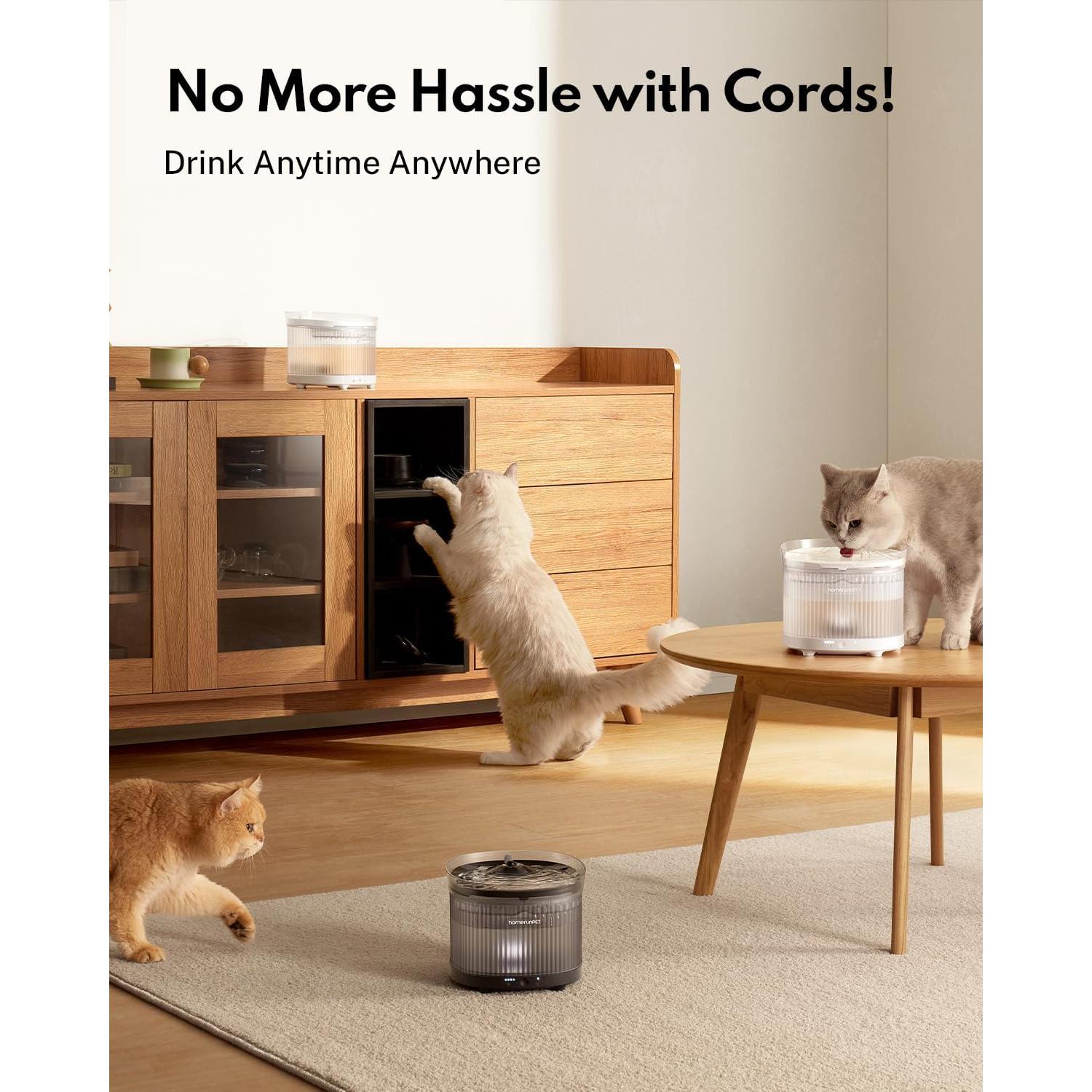 Fuente de Agua para Gatos HomerunPet 2L Batería 30 Días