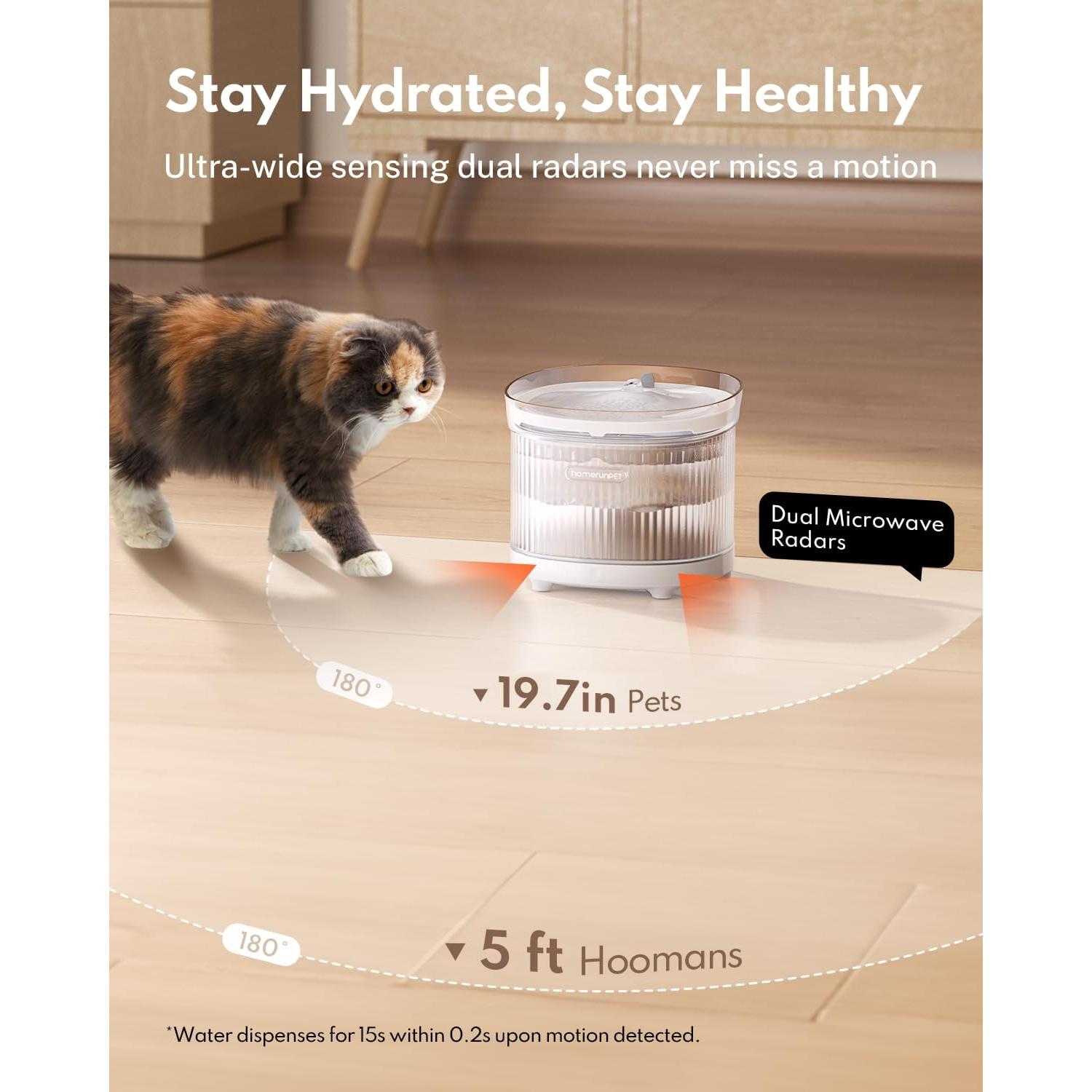 Fuente de Agua para Gatos HomerunPet 2L Batería 30 Días