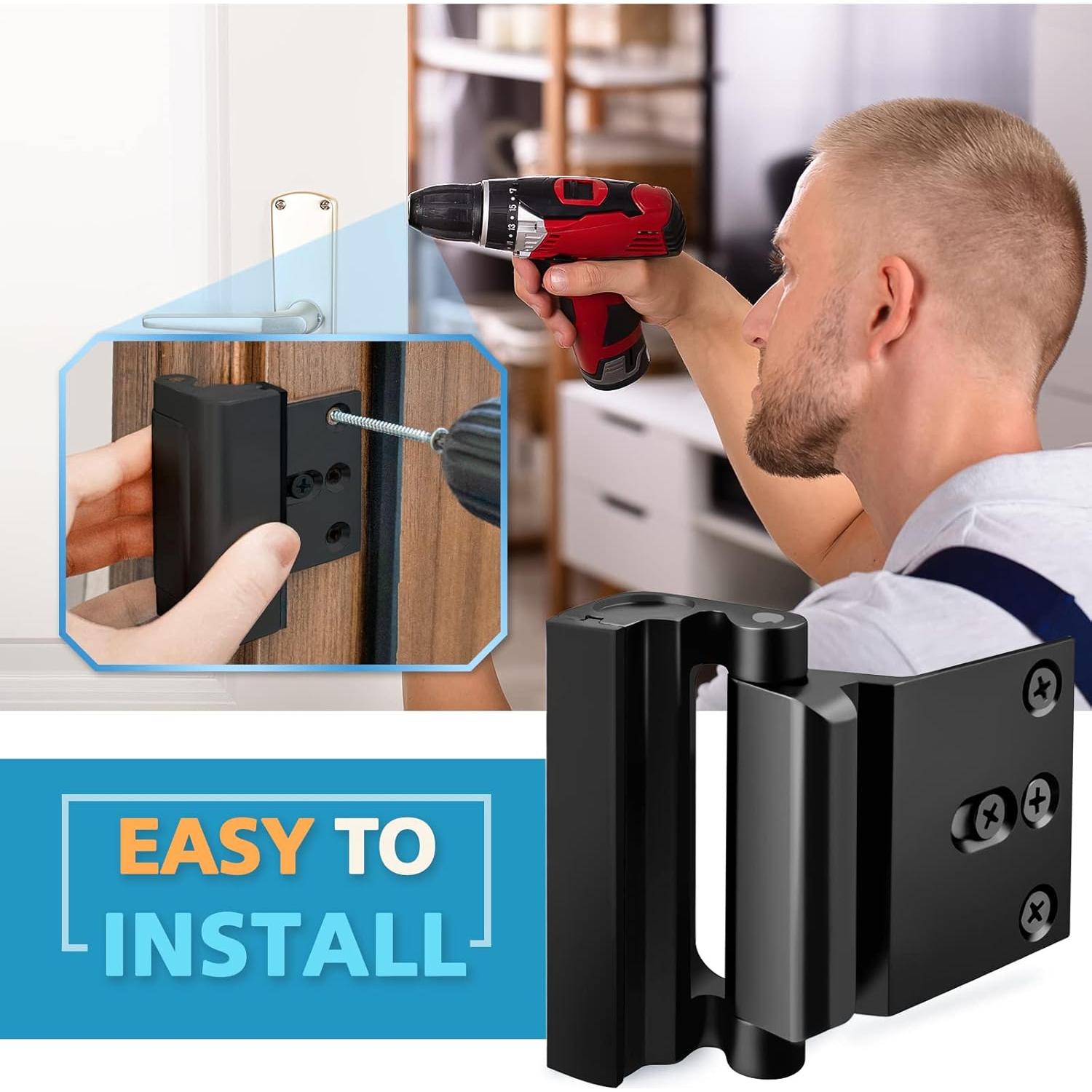 Cerradura de Refuerzo de Seguridad WINONLY U95278 Negra 7.62 cm