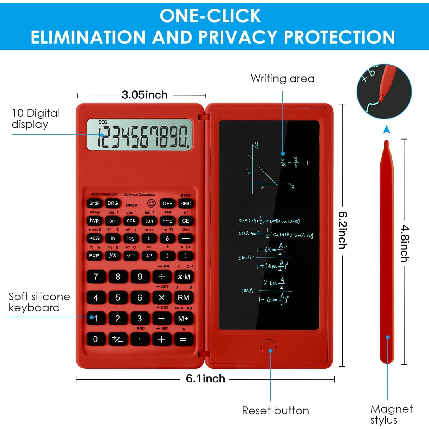 Calculadora Científica iPepul JSQ Roja con Bloc de Notas
