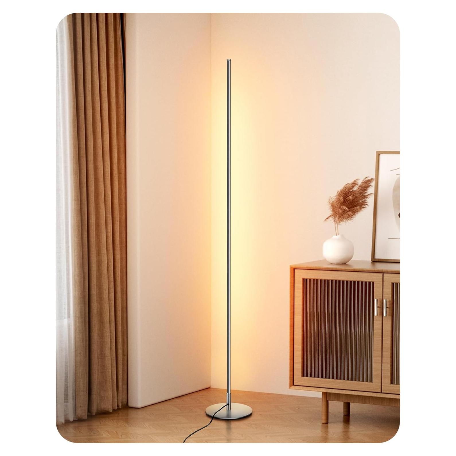 Lámpara de Pie LED EDISHINE 57.5" Regulable Plata