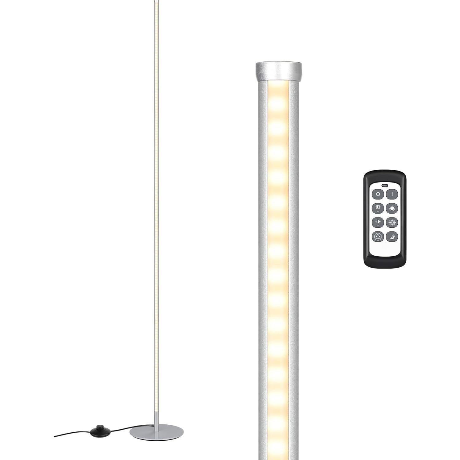 Lámpara de Pie LED EDISHINE 57.5" Regulable Plata