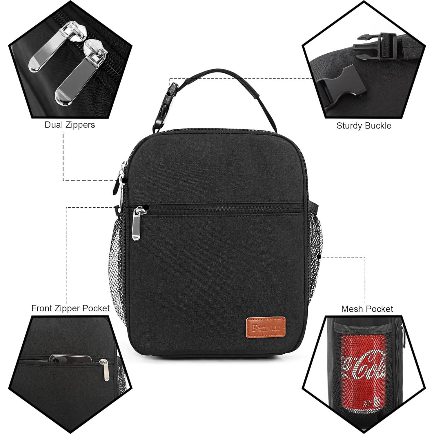 Caja de Almuerzo Femuar Negra 6.8L Reutilizable para Oficina