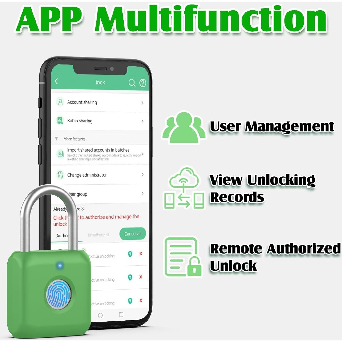 Candado Biométrico Pothunder Verde Aguacate con APP