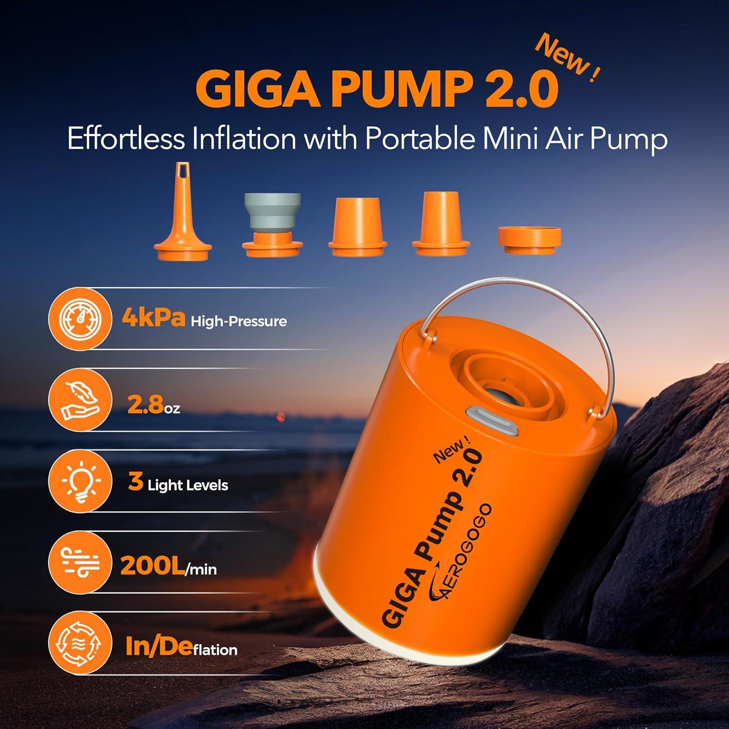 Bomba de Aire Eléctrica GIGA PUMP 2.0 1300mAh 5 Boquillas