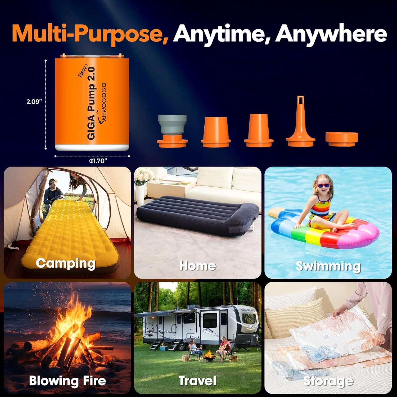 Bomba de Aire Eléctrica GIGA PUMP 2.0 1300mAh 5 Boquillas