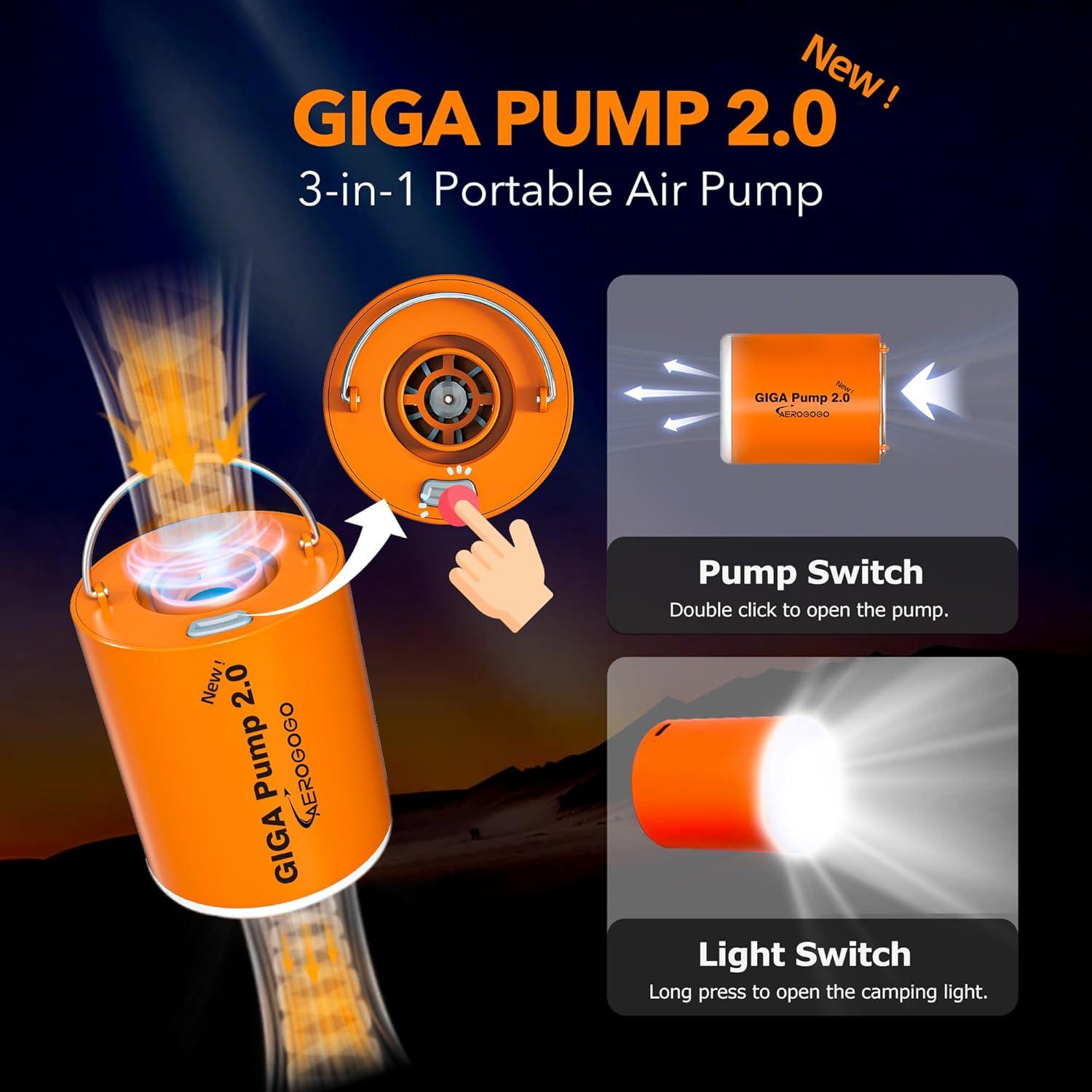 Bomba de Aire Eléctrica GIGA PUMP 2.0 1300mAh 5 Boquillas