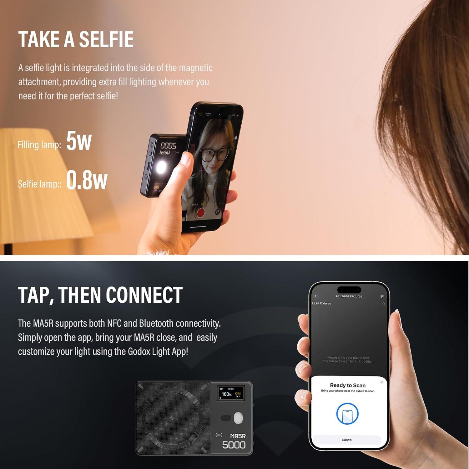 Luz de Relleno LED Godox MA5R Magnética 1800K-10000K