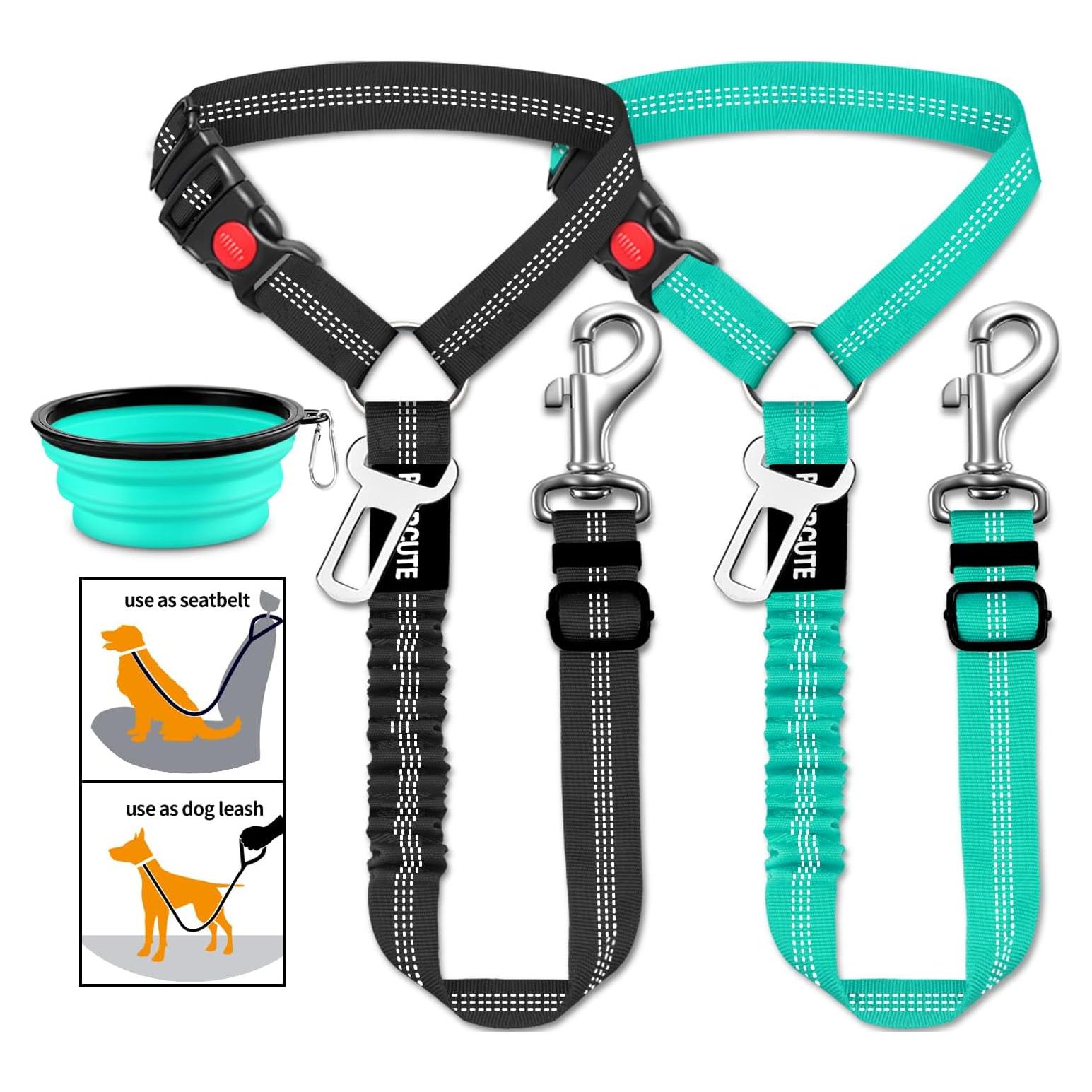 Juego de 3 cinturones de seguridad para perros PAERCUTE - Ajustables y retráctiles