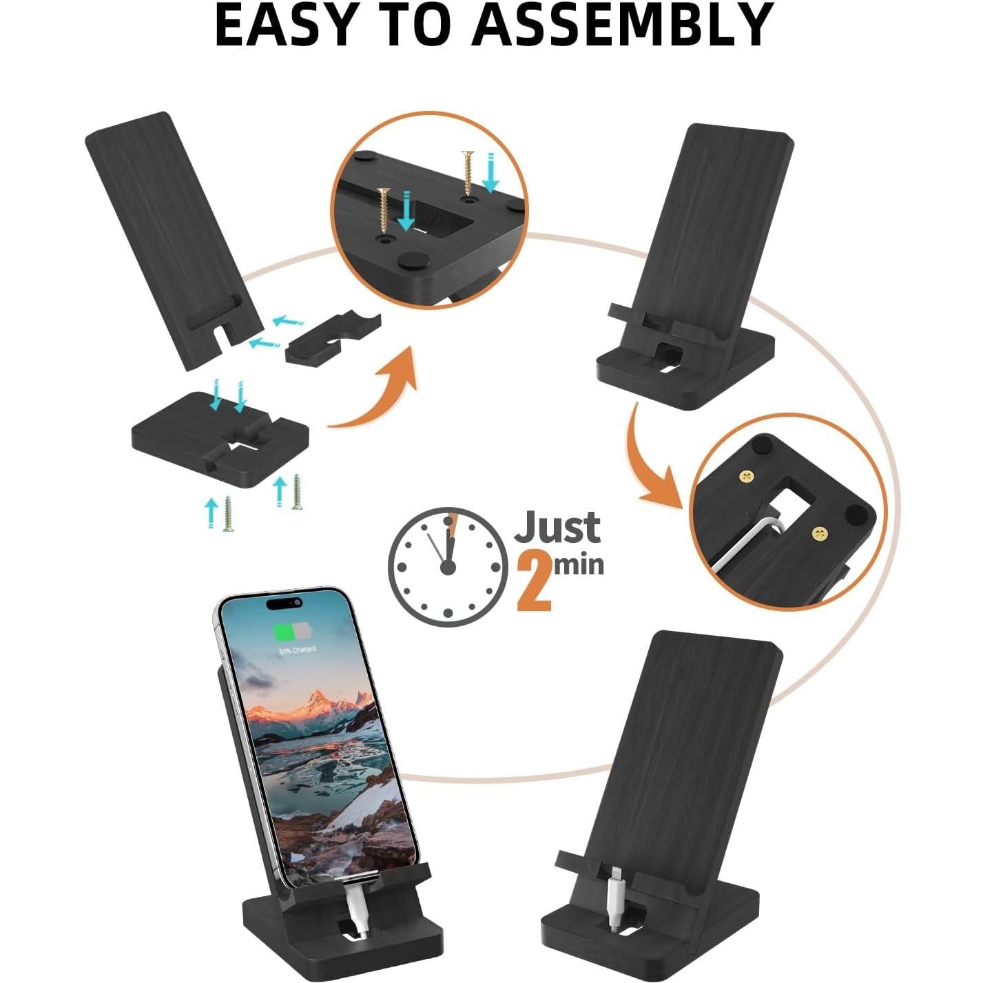 Soporte para teléfono móvil T TARANTO negro portátil