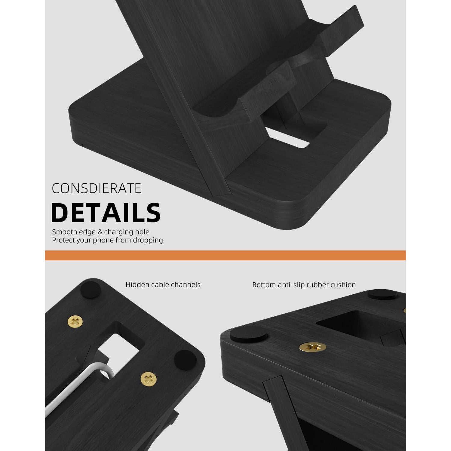 Soporte para teléfono móvil T TARANTO negro portátil