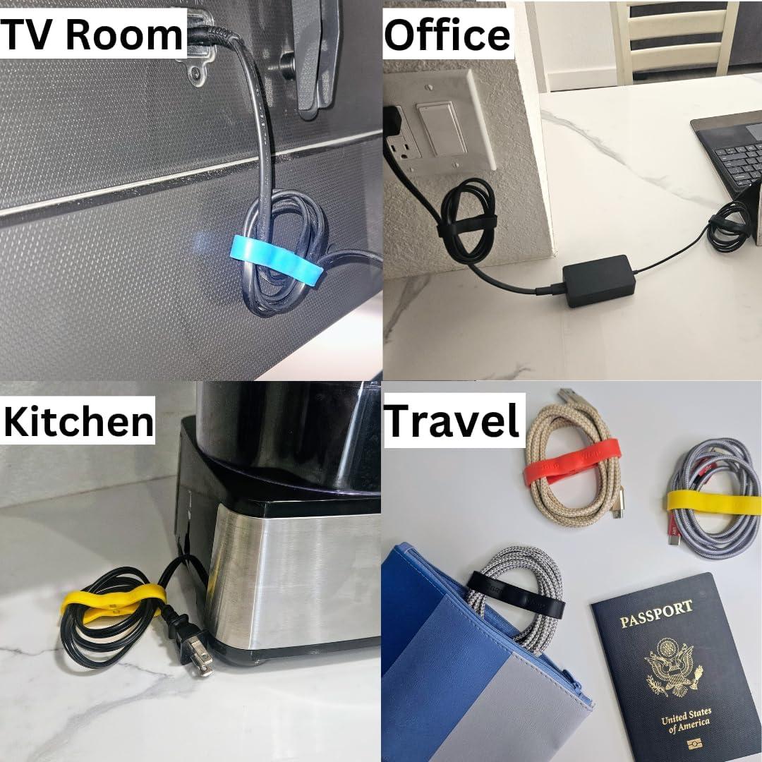 Organizador de Cables Magnético GoCJ | Paquete de 6 | Silicona