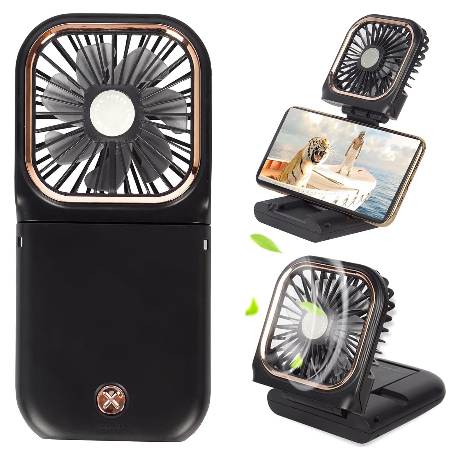 Ventilador Mini Portátil FADACHY 5 en 1 Recargable USB Negro