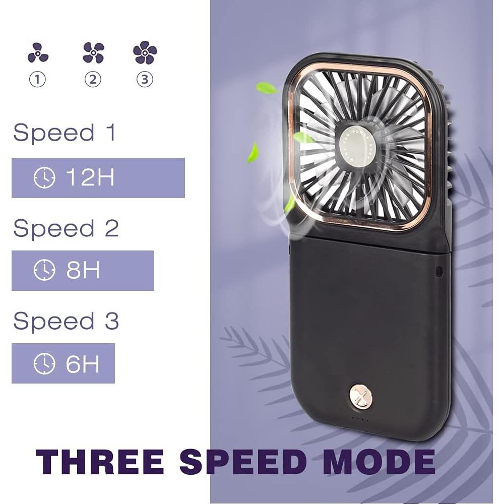 Ventilador Mini Portátil FADACHY 5 en 1 Recargable USB Negro