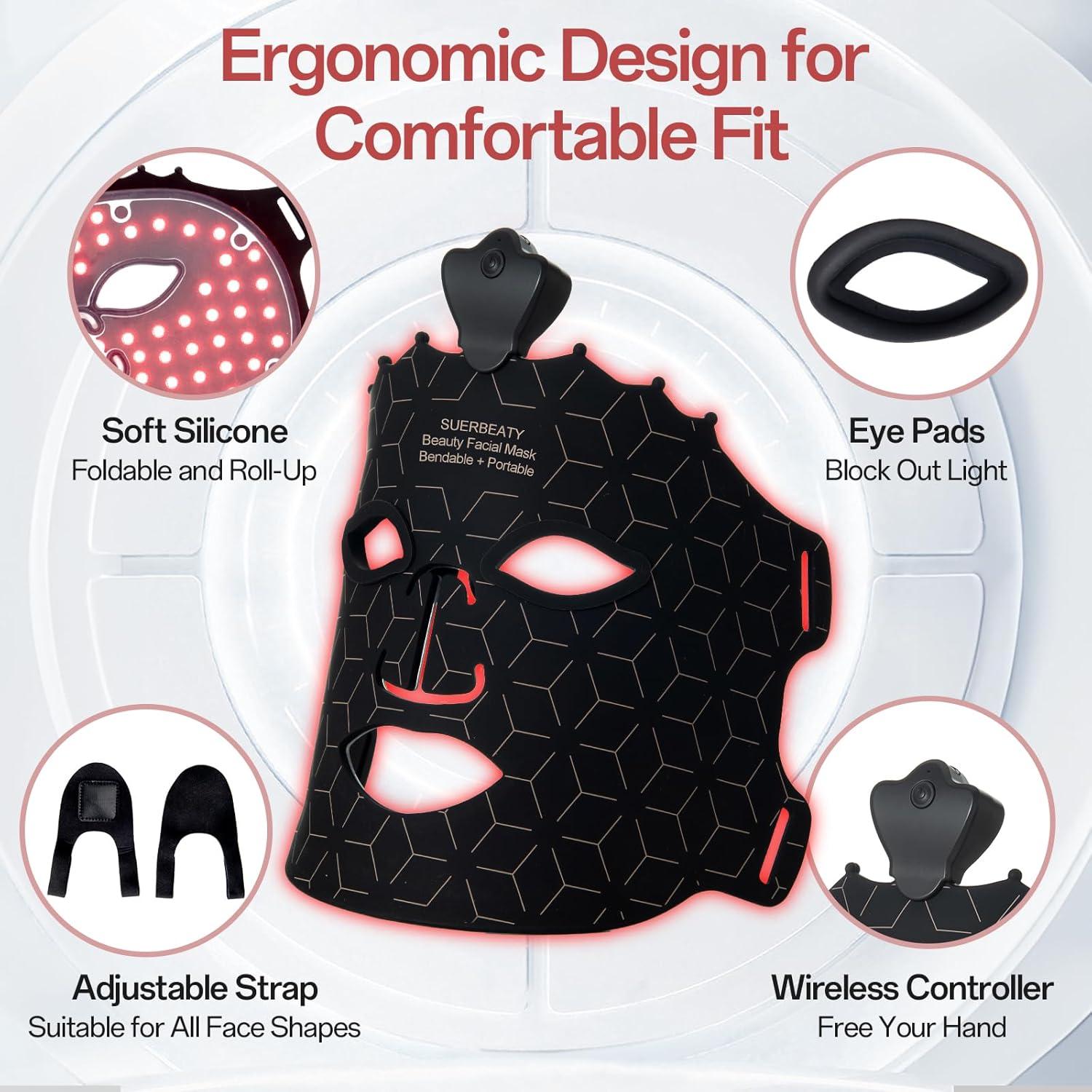 Máscara de Luz Roja SUERBEATY 7 Colores Cuidado Facial Recargable