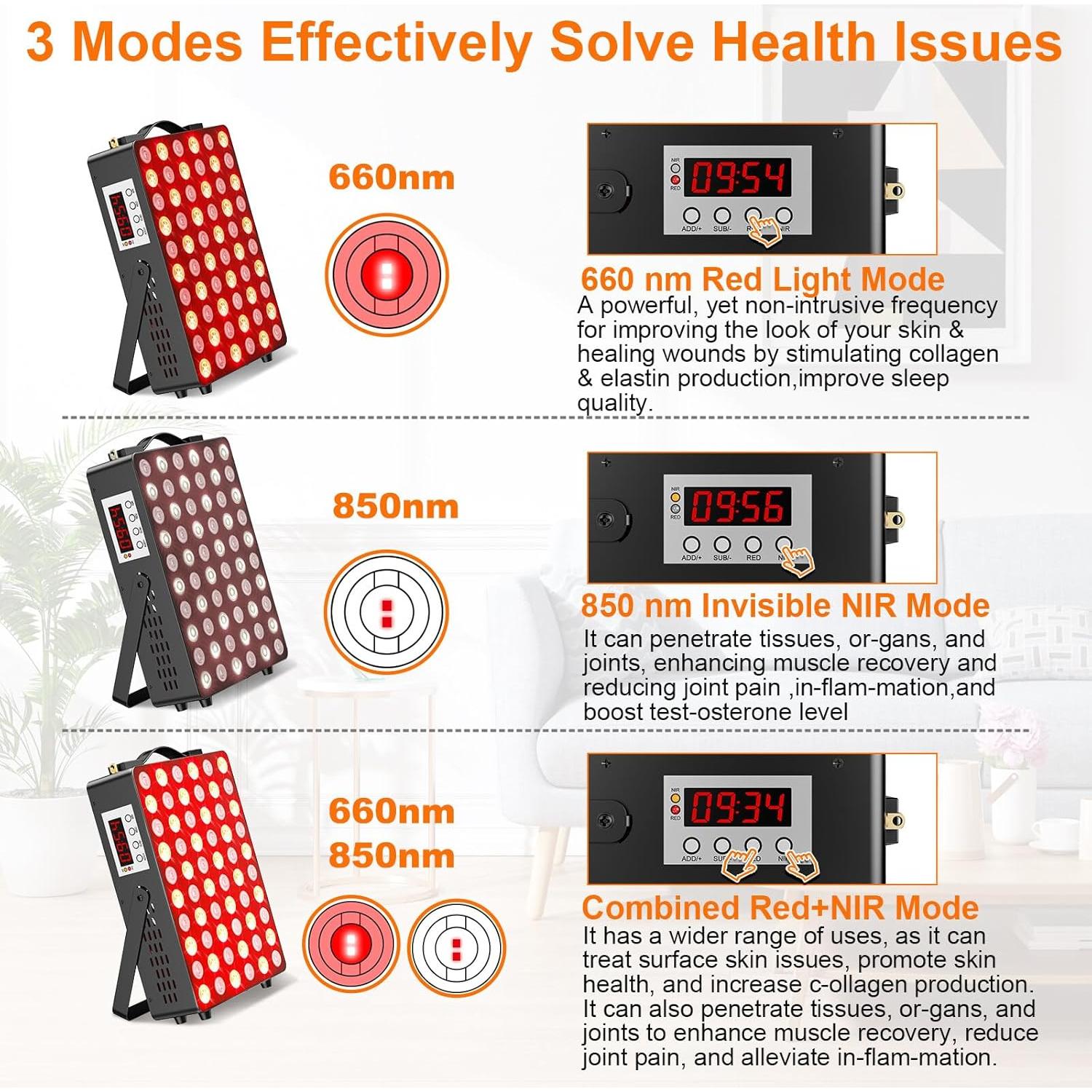 Terapia de Luz Roja Tuohun 300W para Cara y Cuerpo 660nm 850nm
