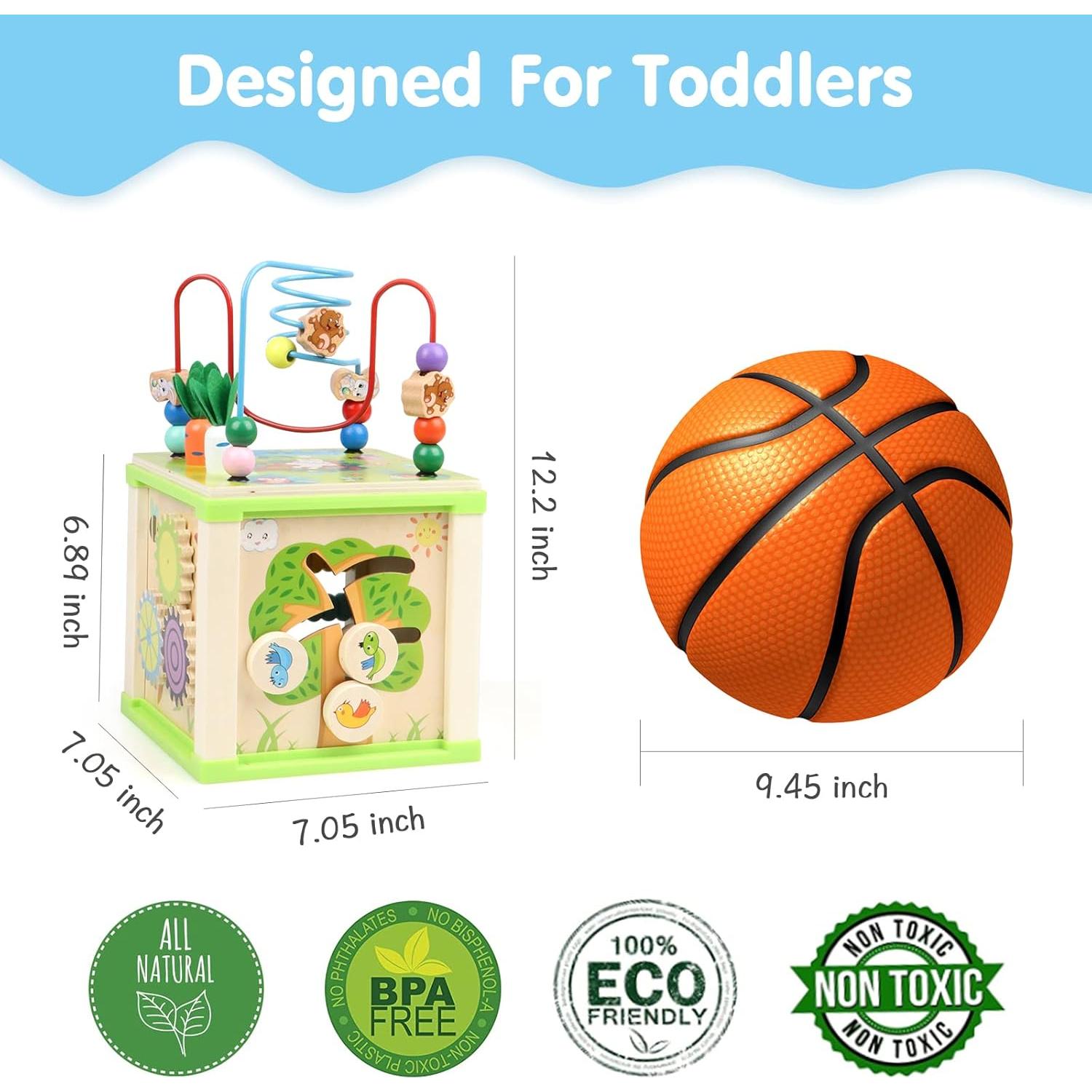 Cubo de Actividades de Madera DIPALENT 8 en 1 para Niños