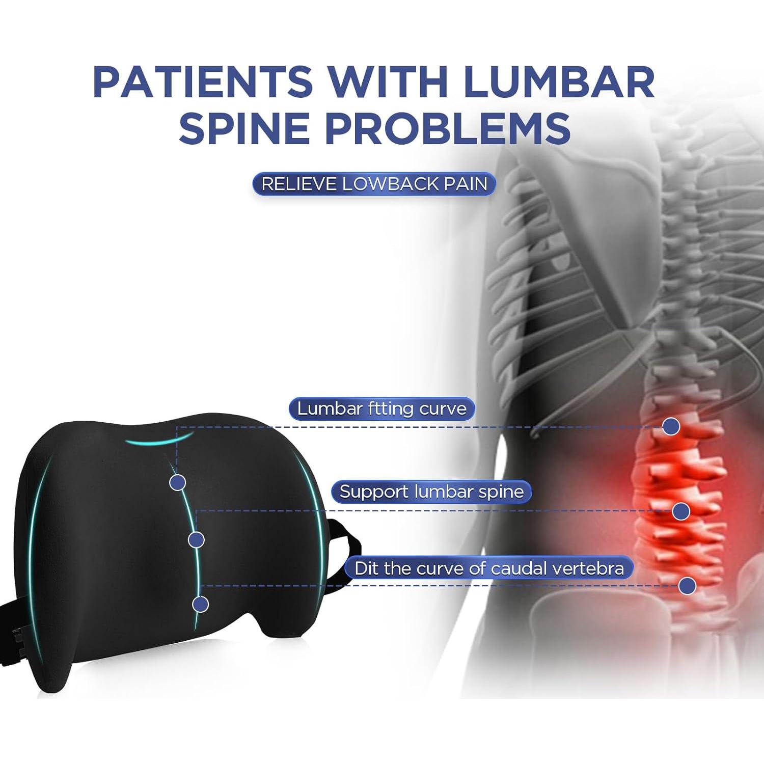 Almohada Lumbar Ergonómica BYMECOST Espuma Viscoelástica Negra