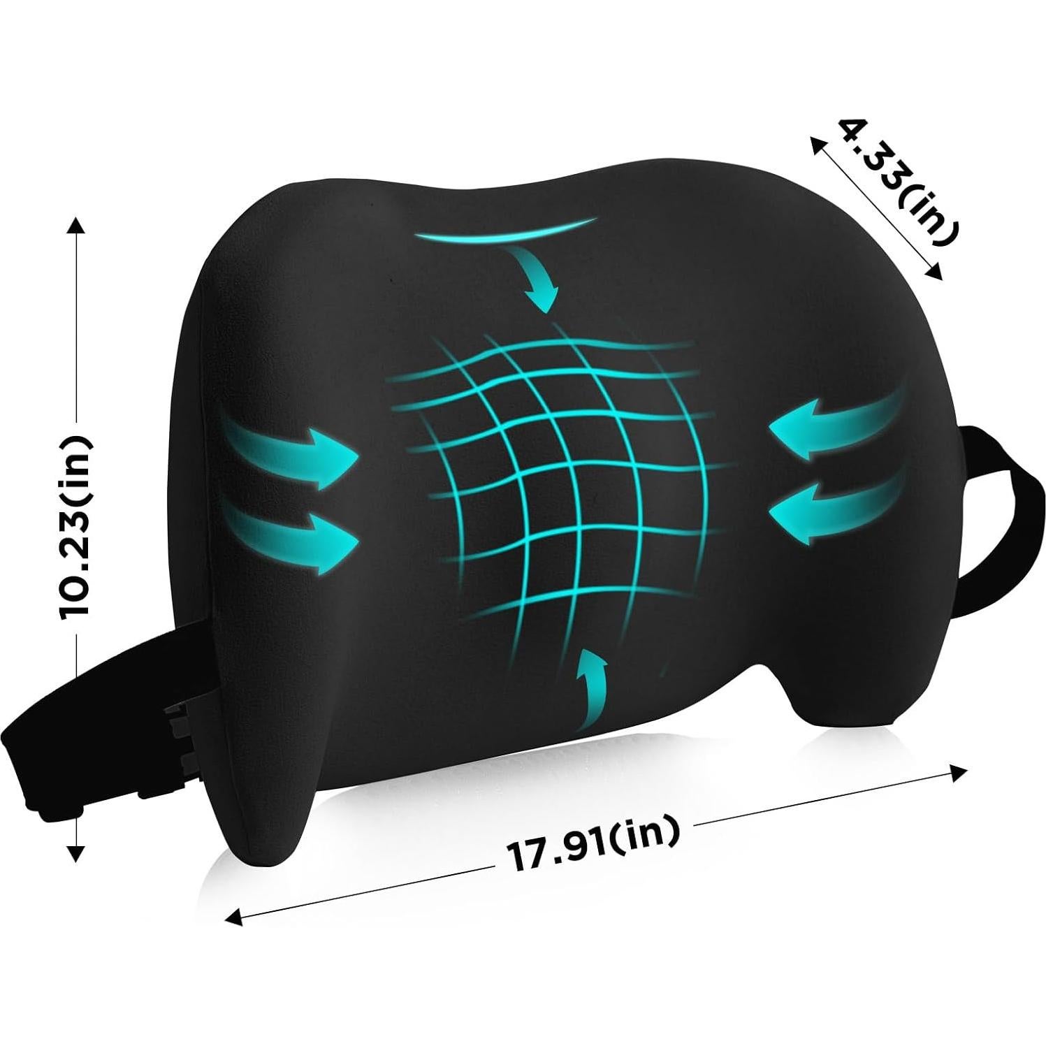 Almohada Lumbar Ergonómica BYMECOST Espuma Viscoelástica Negra