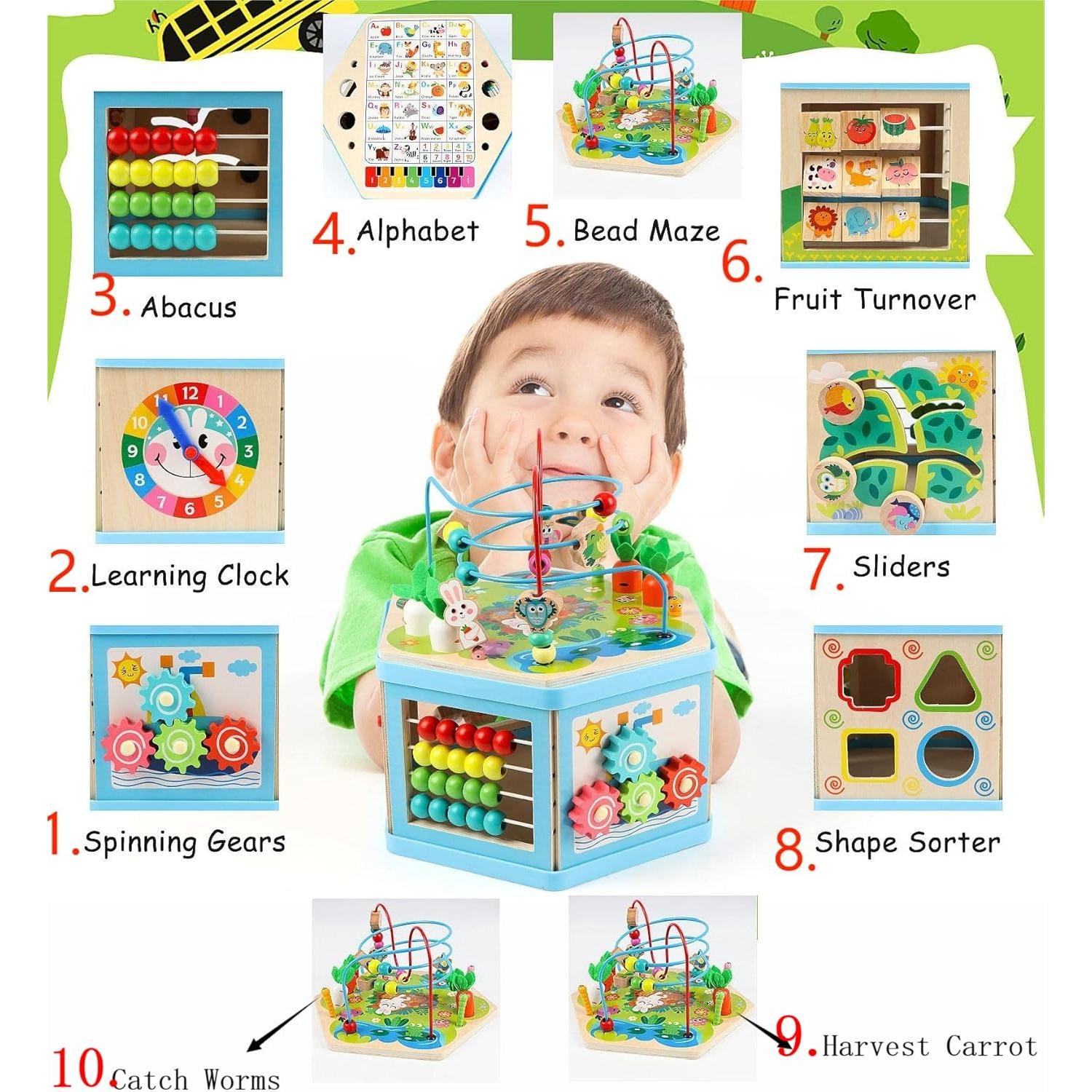Cubo de Actividades de Madera Vomocent 1-3 Años Juguete Educativo