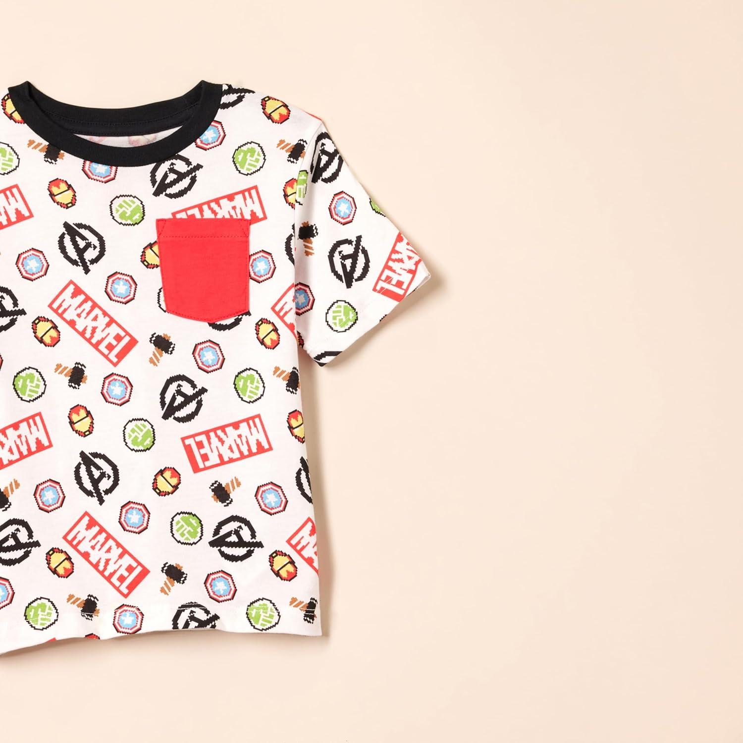 Camisetas de Manga Corta Amazon Essentials Niños Marvel 4 Pzs