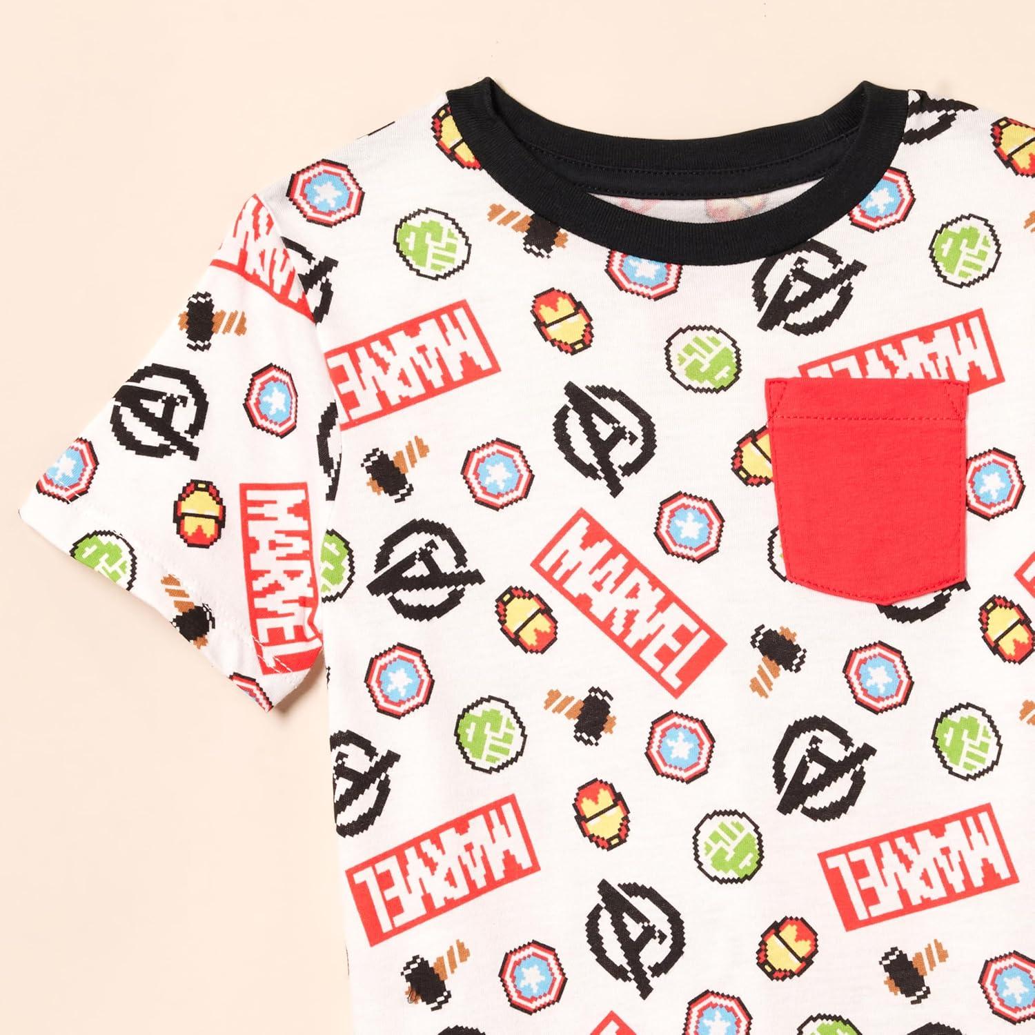Camisetas de Manga Corta Amazon Essentials Niños Marvel 4 Pzs