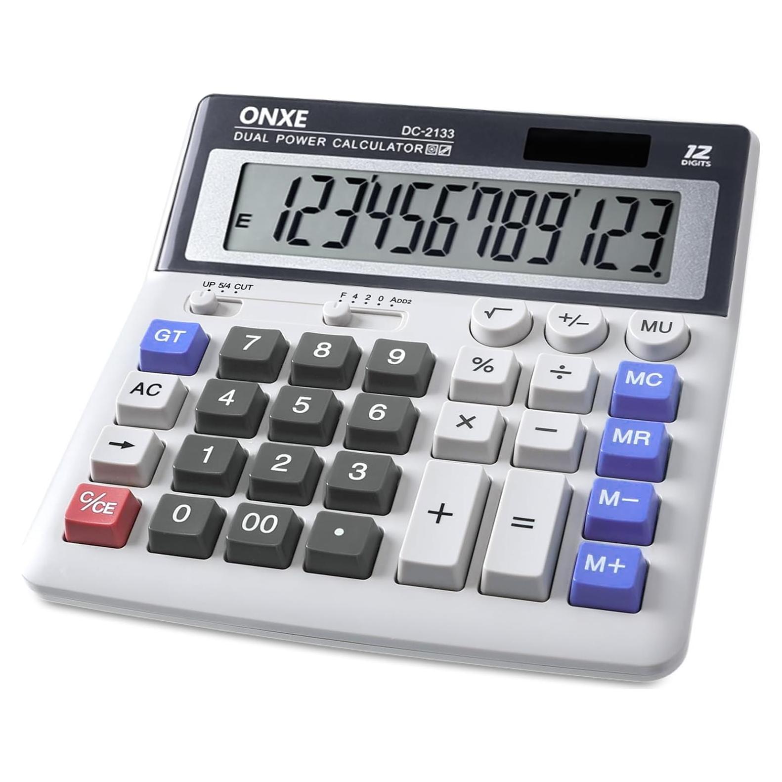 Calculadora Solar ONXE 12 Dígitos Pantalla Grande 4.9"