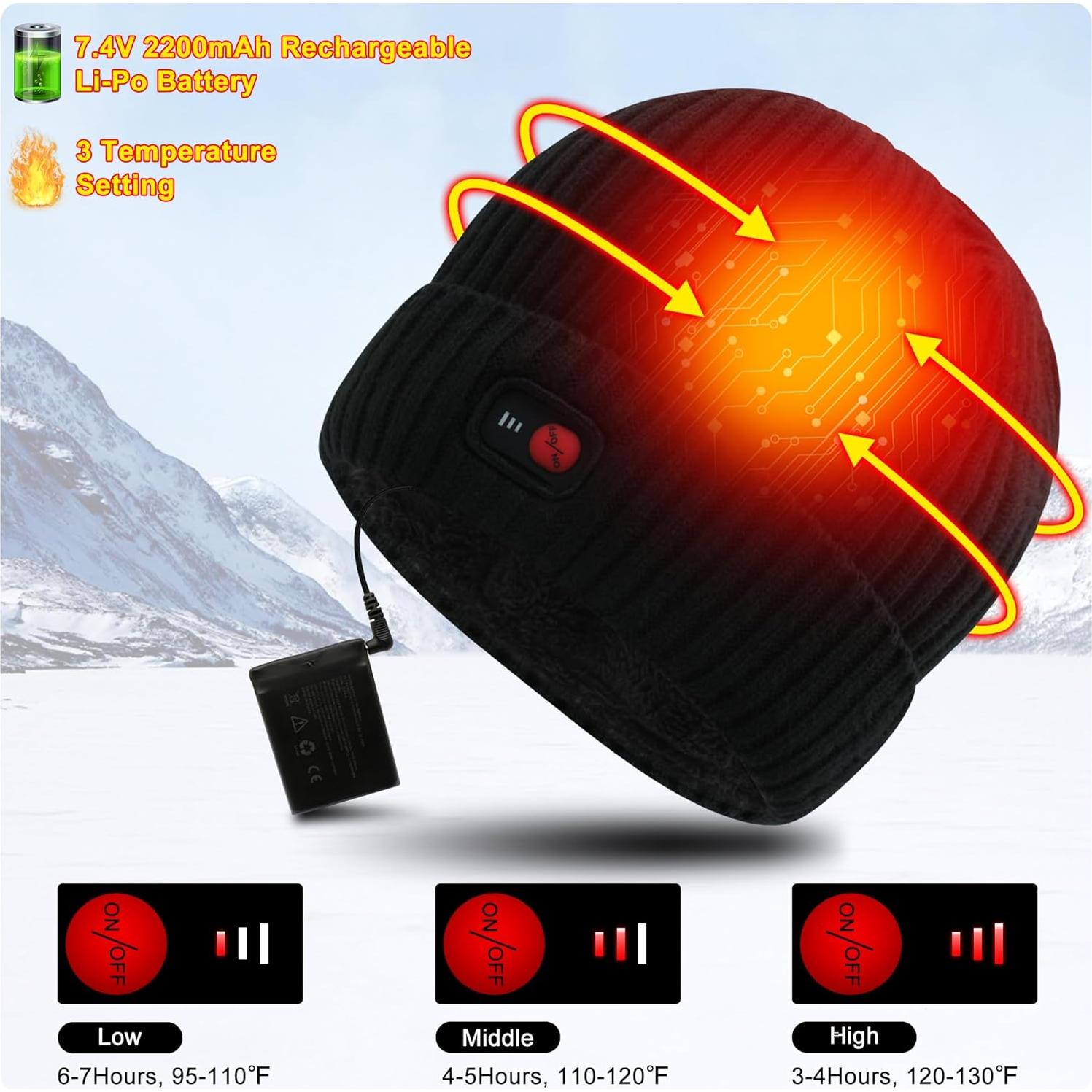 Gorro Beanie Calentado SVPRO Unisex con Batería Recargable