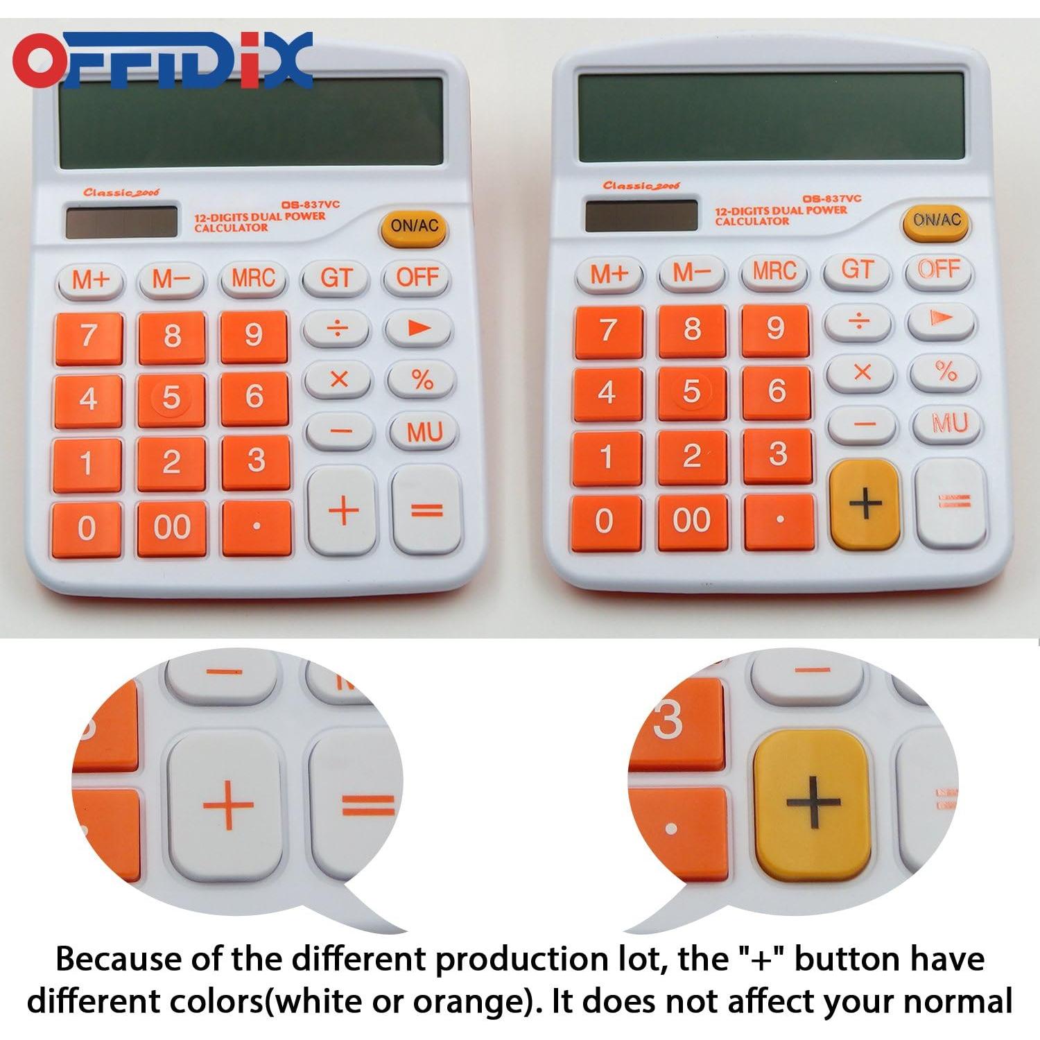 Calculadora OFFIDIX Electrónica Solar 12 Dígitos Naranja