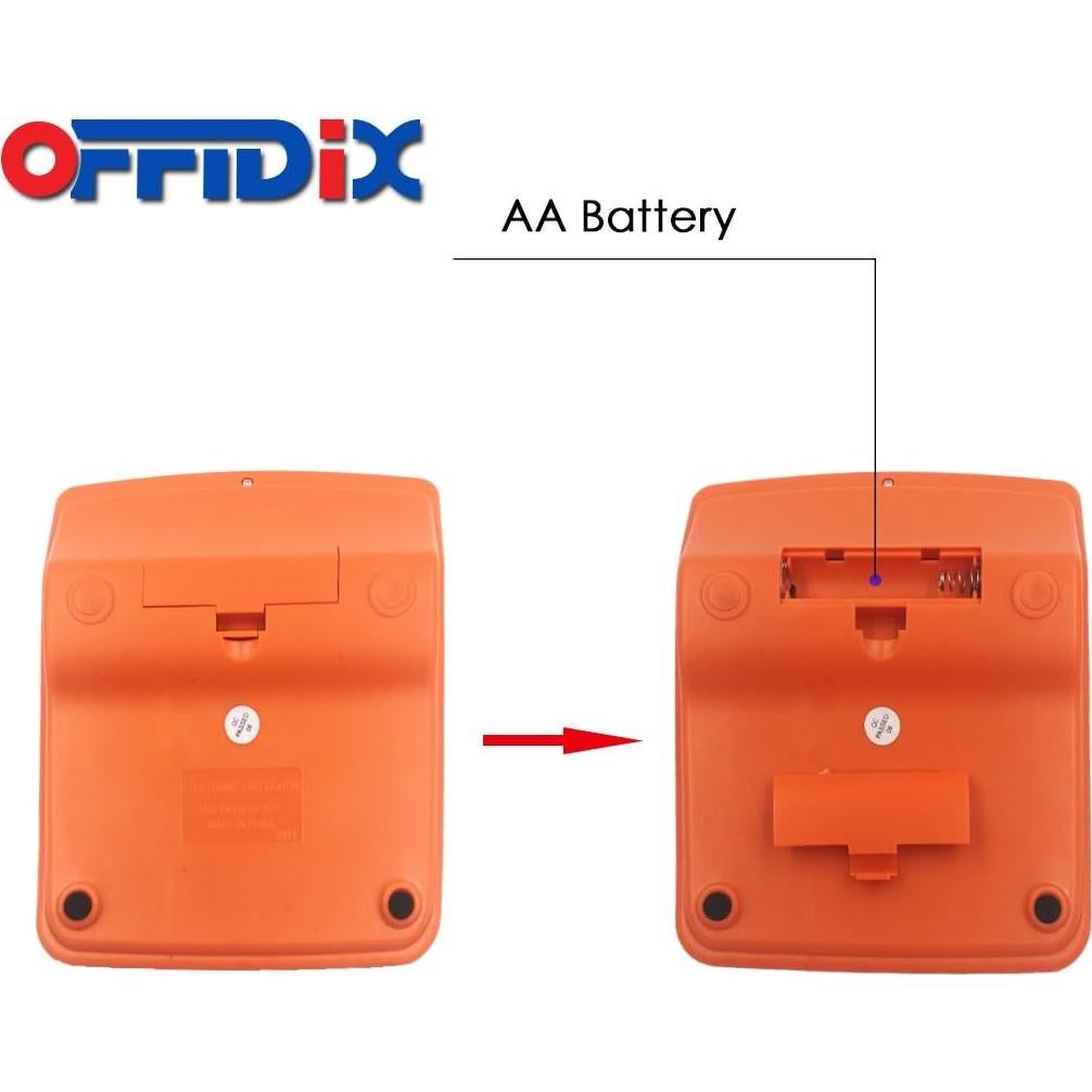 Calculadora OFFIDIX Electrónica Solar 12 Dígitos Naranja