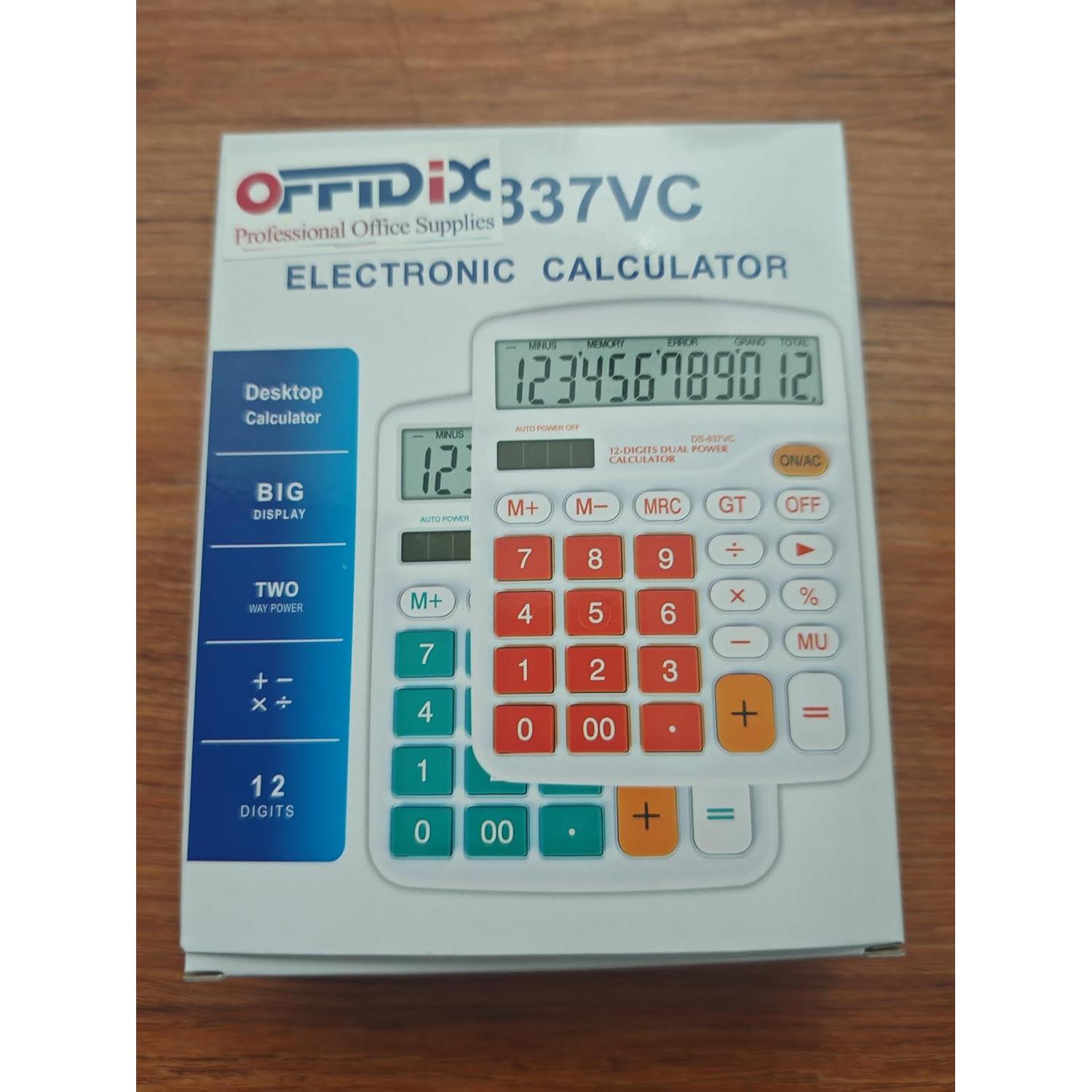 Calculadora OFFIDIX Electrónica Solar 12 Dígitos Naranja