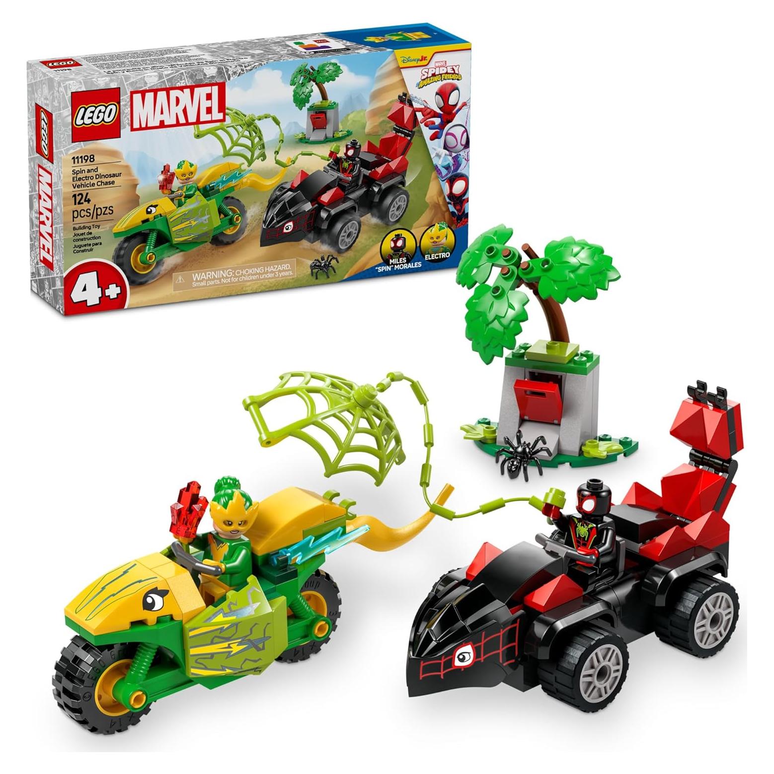 LEGO Marvel Spidey Persecución de Vehículos Spin y Electro - Juguete de Construcción 124 Piezas