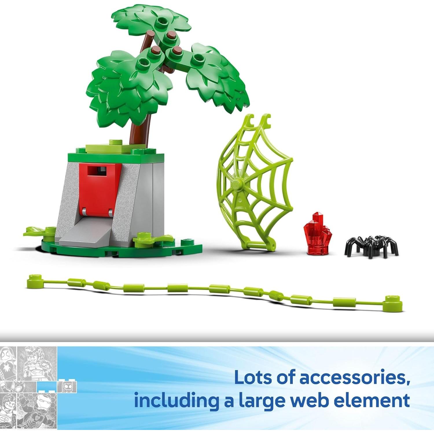 LEGO Marvel Spidey Persecución de Vehículos Spin y Electro - Juguete de Construcción 124 Piezas