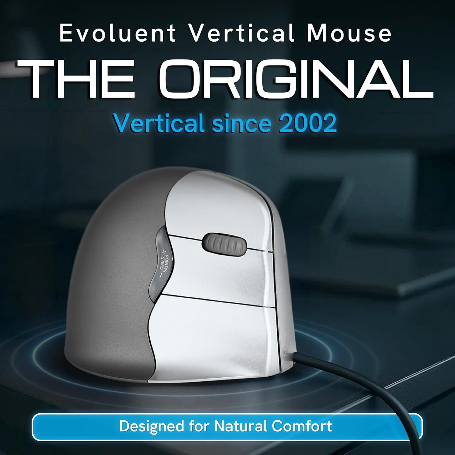 Ratón Vertical Evoluent VM4R Ergonómico con Cable USB 204g