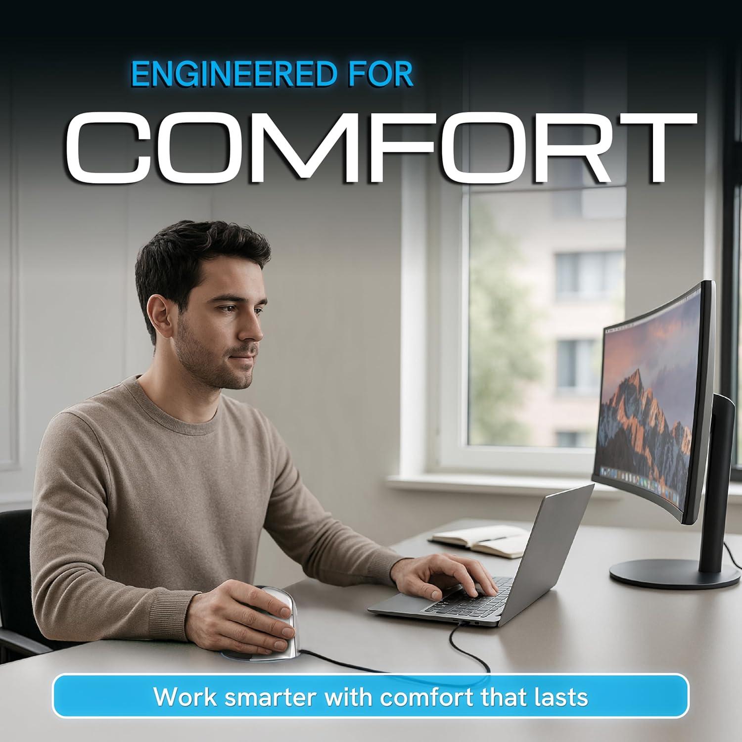 Ratón Vertical Evoluent VM4R Ergonómico con Cable USB 204g