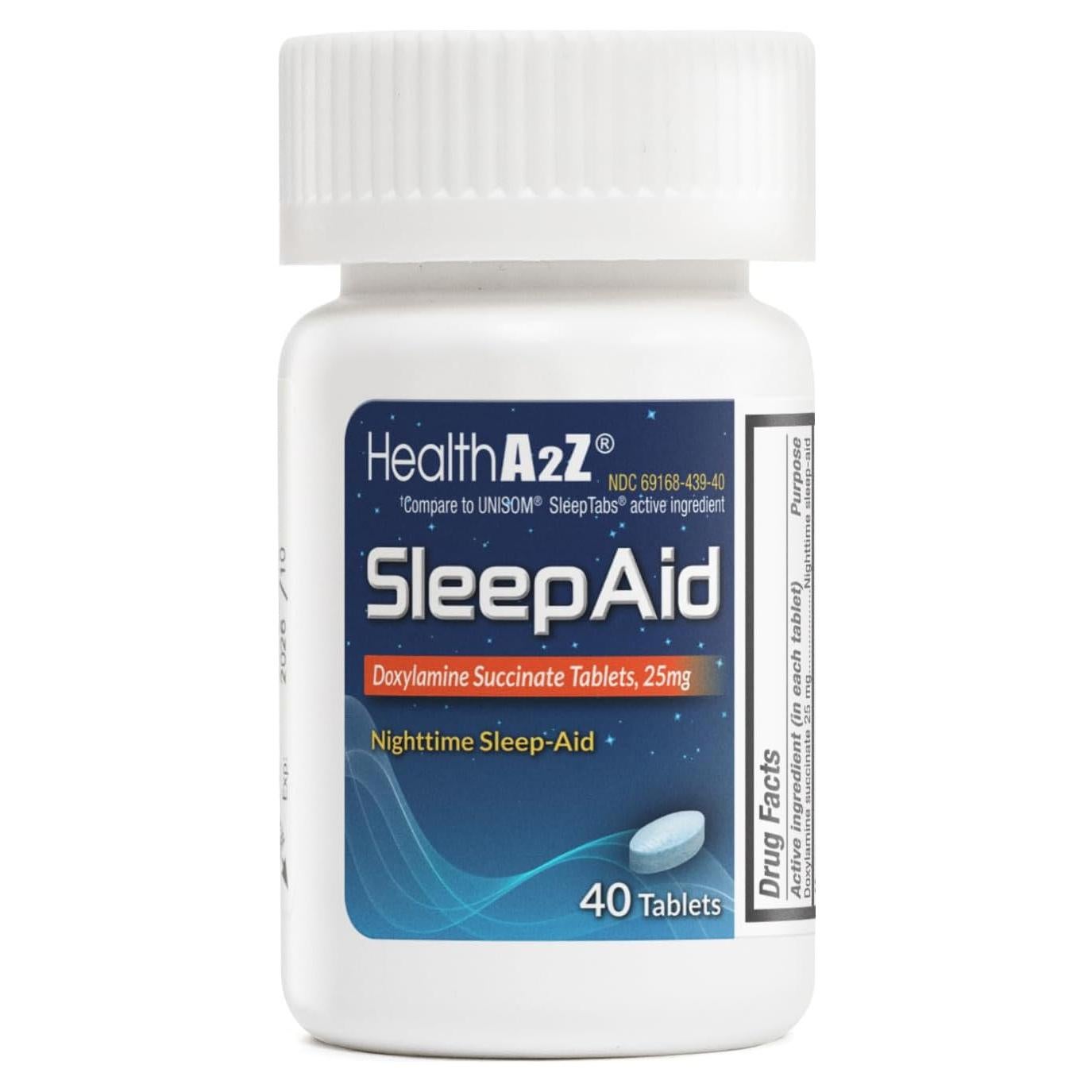 HealthA2Z Sleep Aid Doxilamina 25mg 40 Tabletas Sin Dependencia