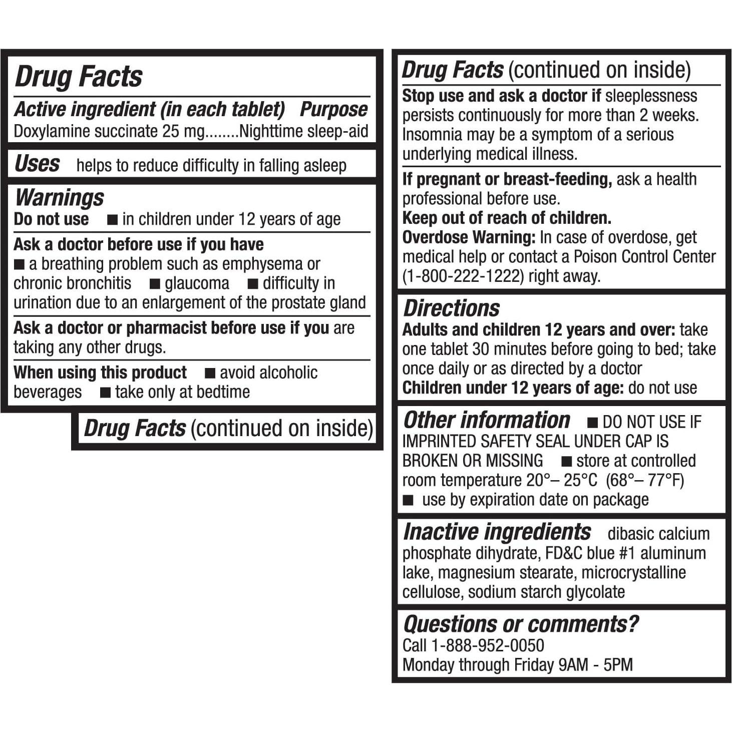 HealthA2Z Sleep Aid Doxilamina 25mg 40 Tabletas Sin Dependencia