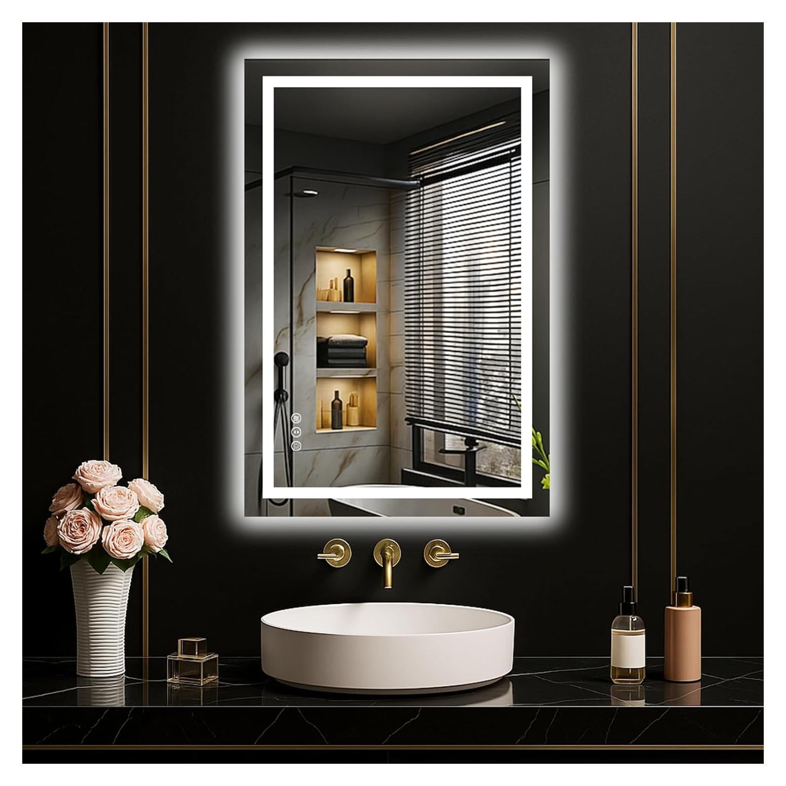 Espejo LED 50.8x76.2 cm LOAAO para Baño, Anti-Niebla, Regulable