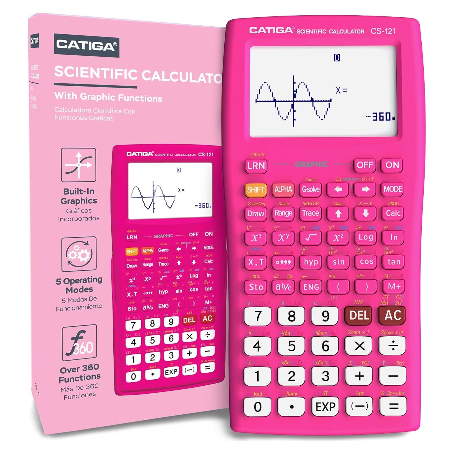 Calculadora Científica Catiga CS-121 Gráfica Rosa 360 Funciones