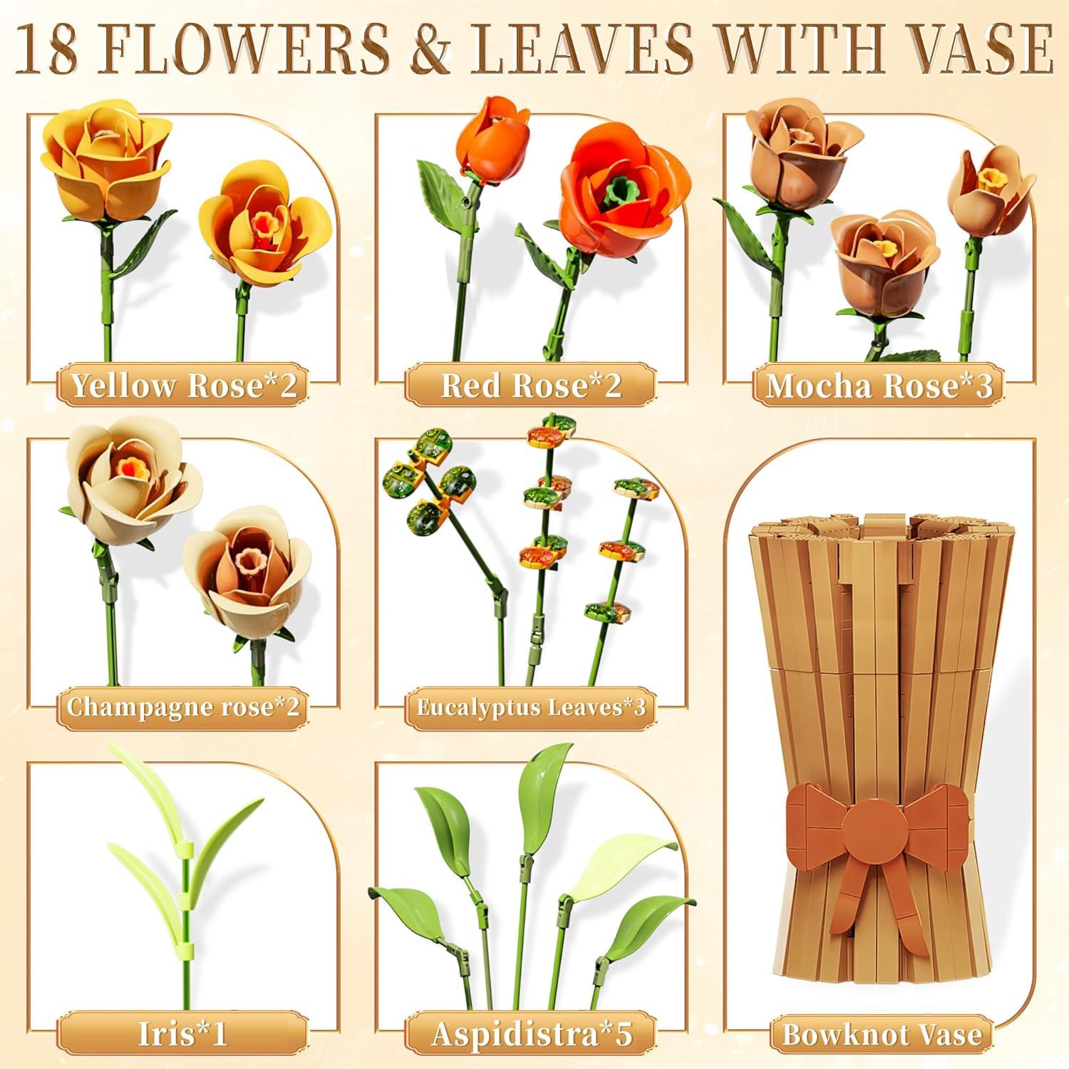 Juego de Flores con Jarrón Mavo Brix 27.99x36.35cm DIY