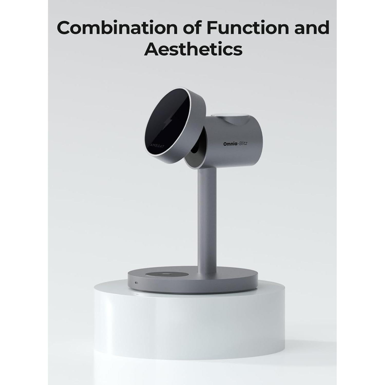 Cargador Inalámbrico 3-en-1 AMEGAT MagFusion 15W para iPhone, Apple Watch y AirPods