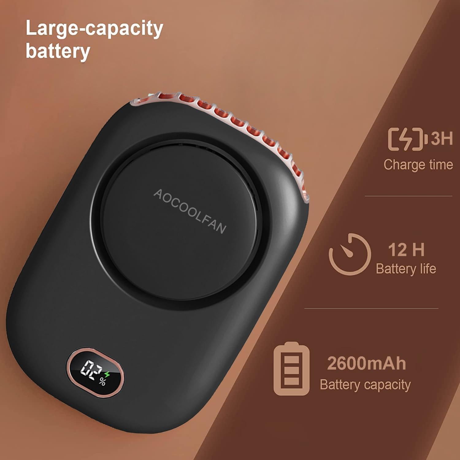 Ventilador de Cuello Portátil AOCOOLFAN DQ203 Recargable USB 3 Velocidades