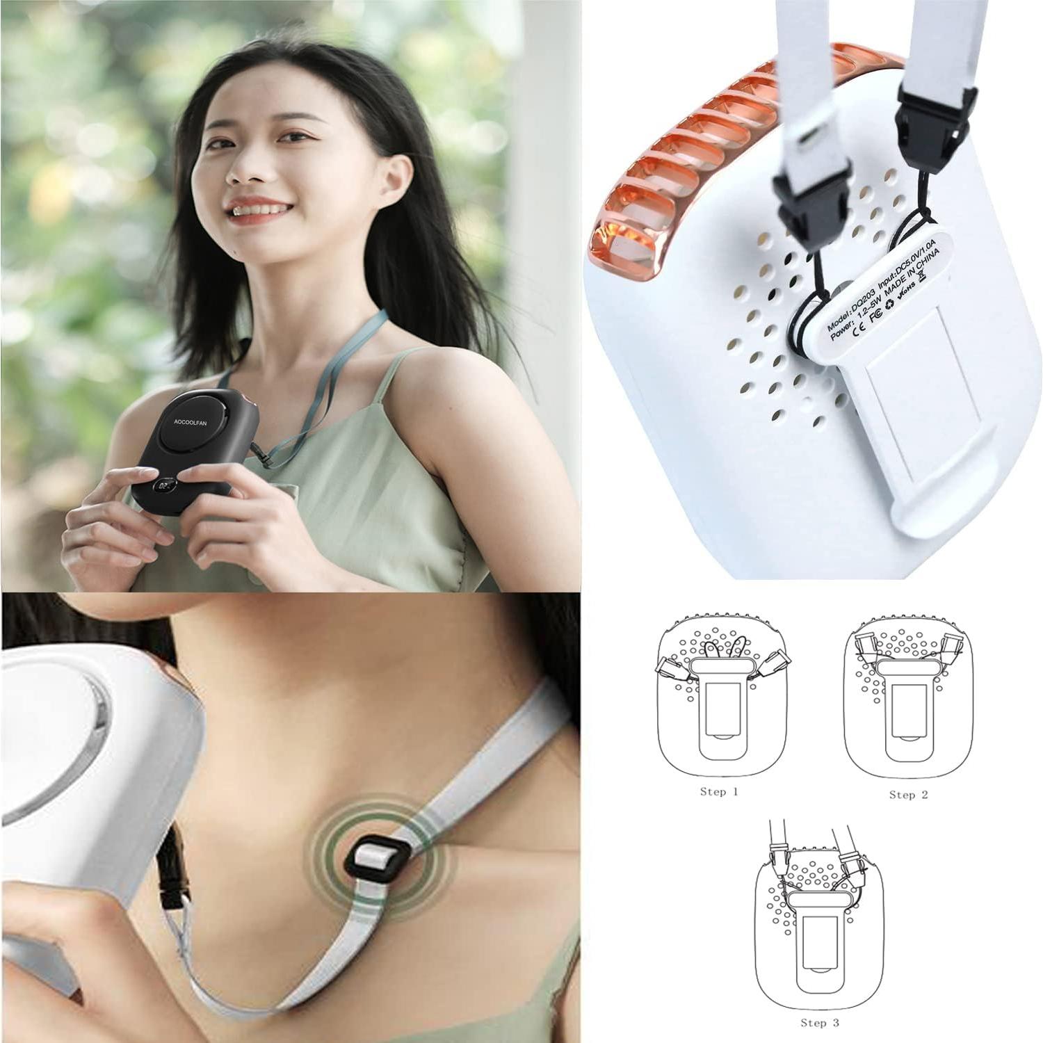 Ventilador de Cuello Portátil AOCOOLFAN DQ203 Recargable USB 3 Velocidades
