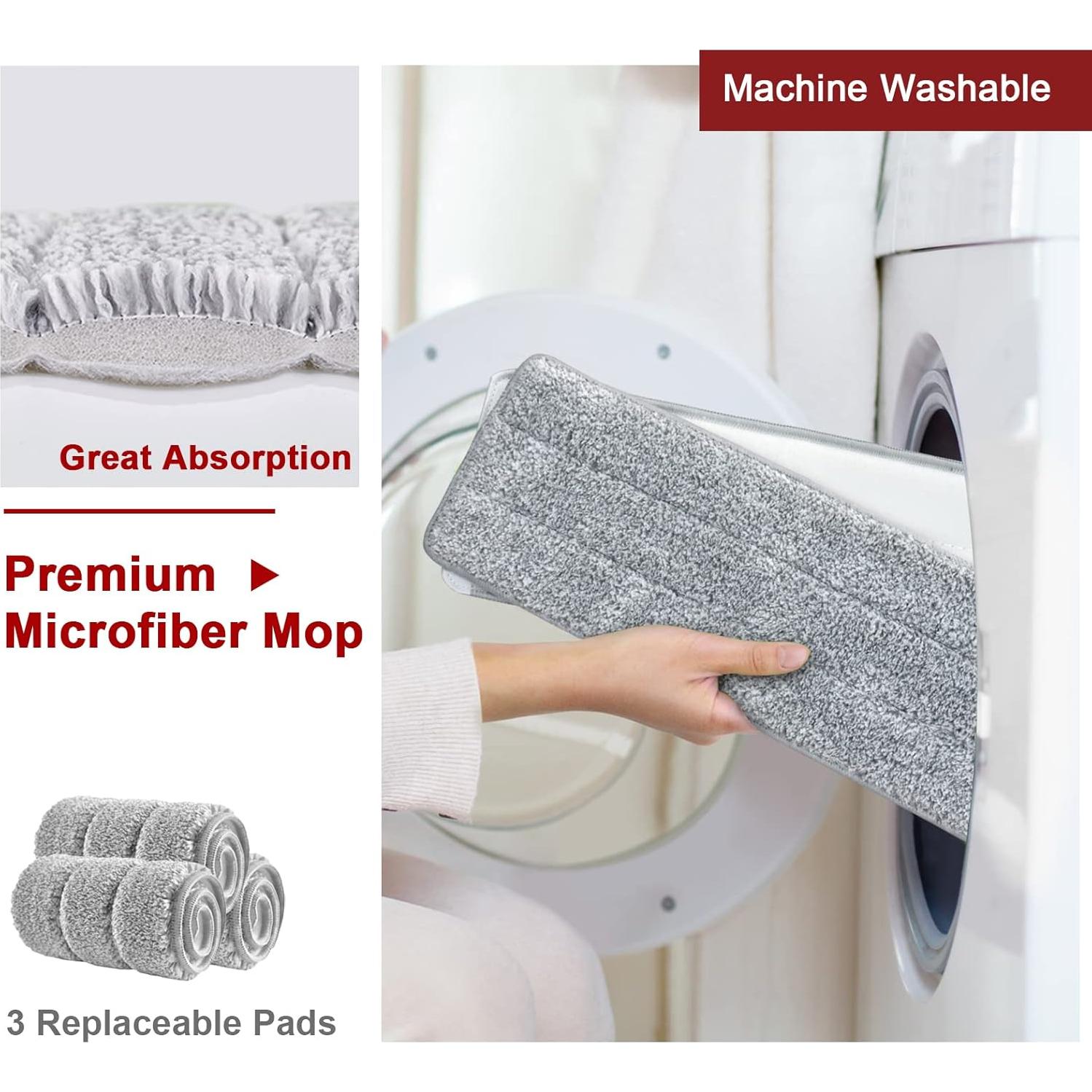 Juego de trapeador y cubo BOSHENG con 3 almohadillas lavables