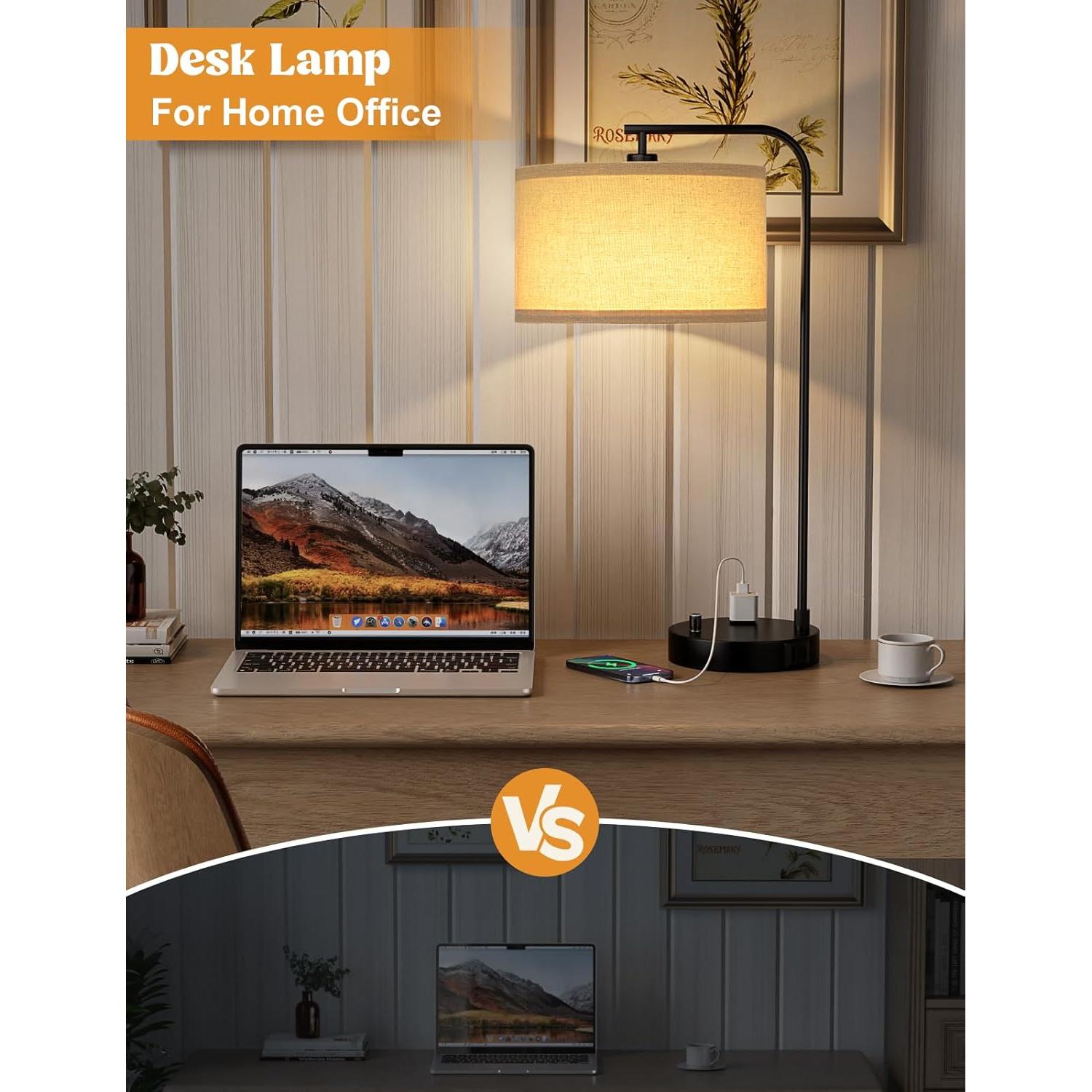 Lámpara de Mesa Regulable Innqoo con USB y Toma de Corriente