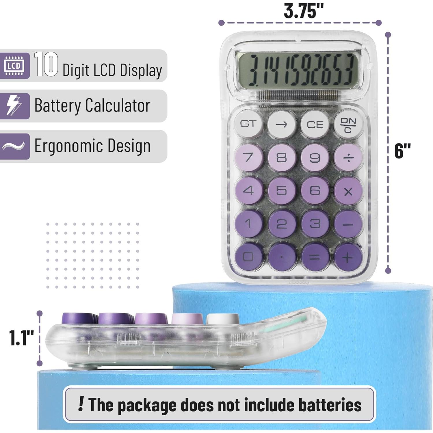 Calculadora Mr. Pen 10 Dígitos LCD Morado Botones Grandes