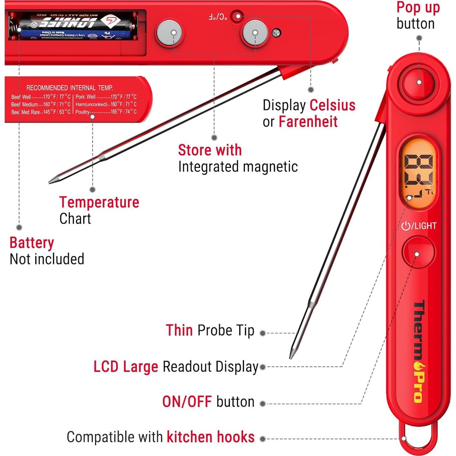 Termómetro Digital de Cocina ThermoPro TP03B - Lectura Instantánea
