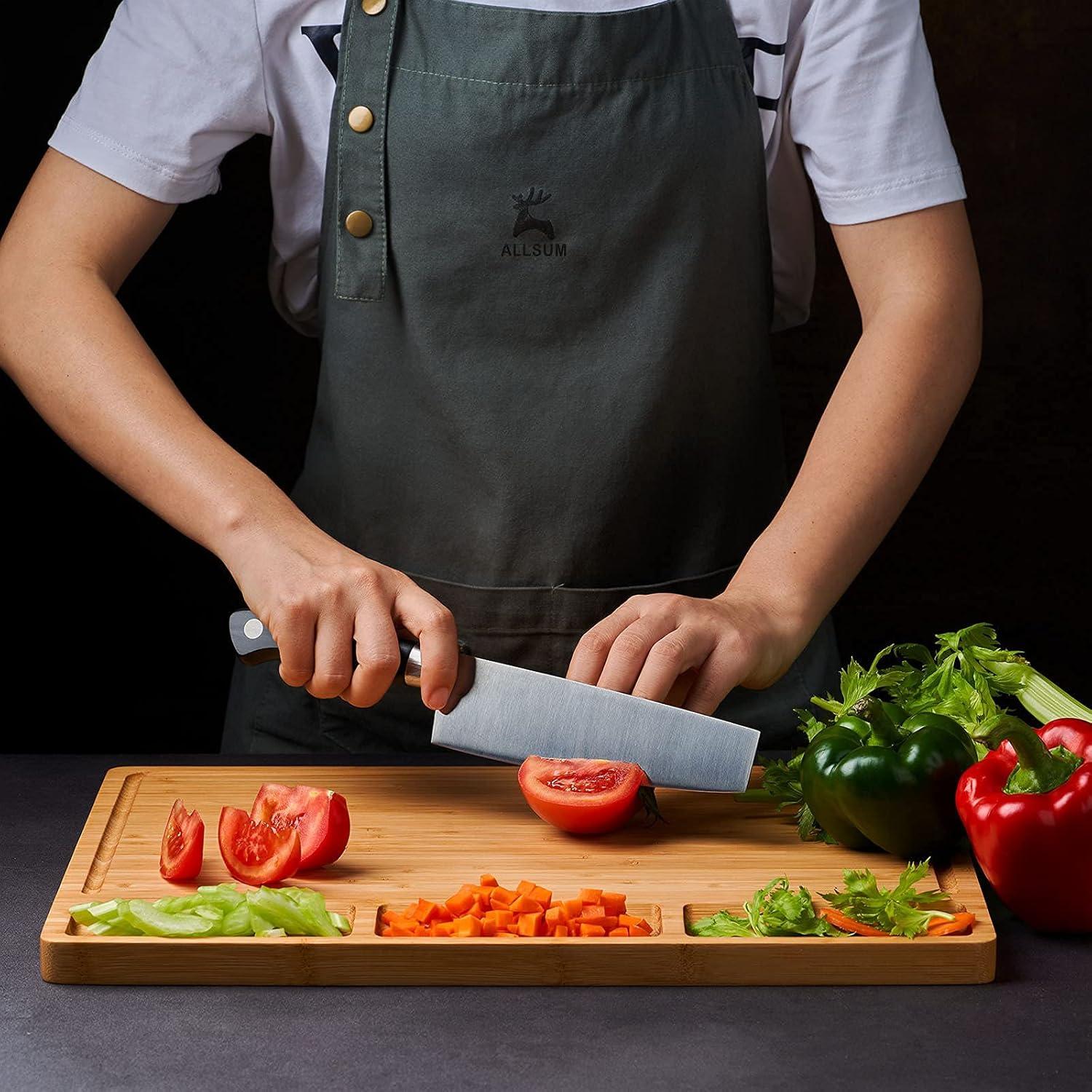 Tabla de Cortar de Bambú Allsum Grande 43.2x32 cm con Compartimentos