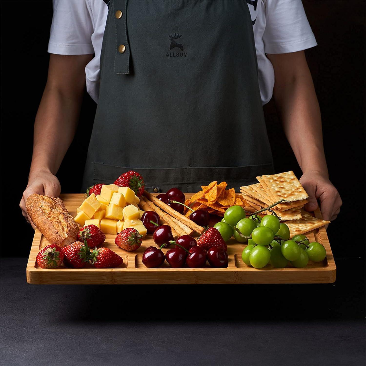 Tabla de Cortar de Bambú Allsum Grande 43.2x32 cm con Compartimentos